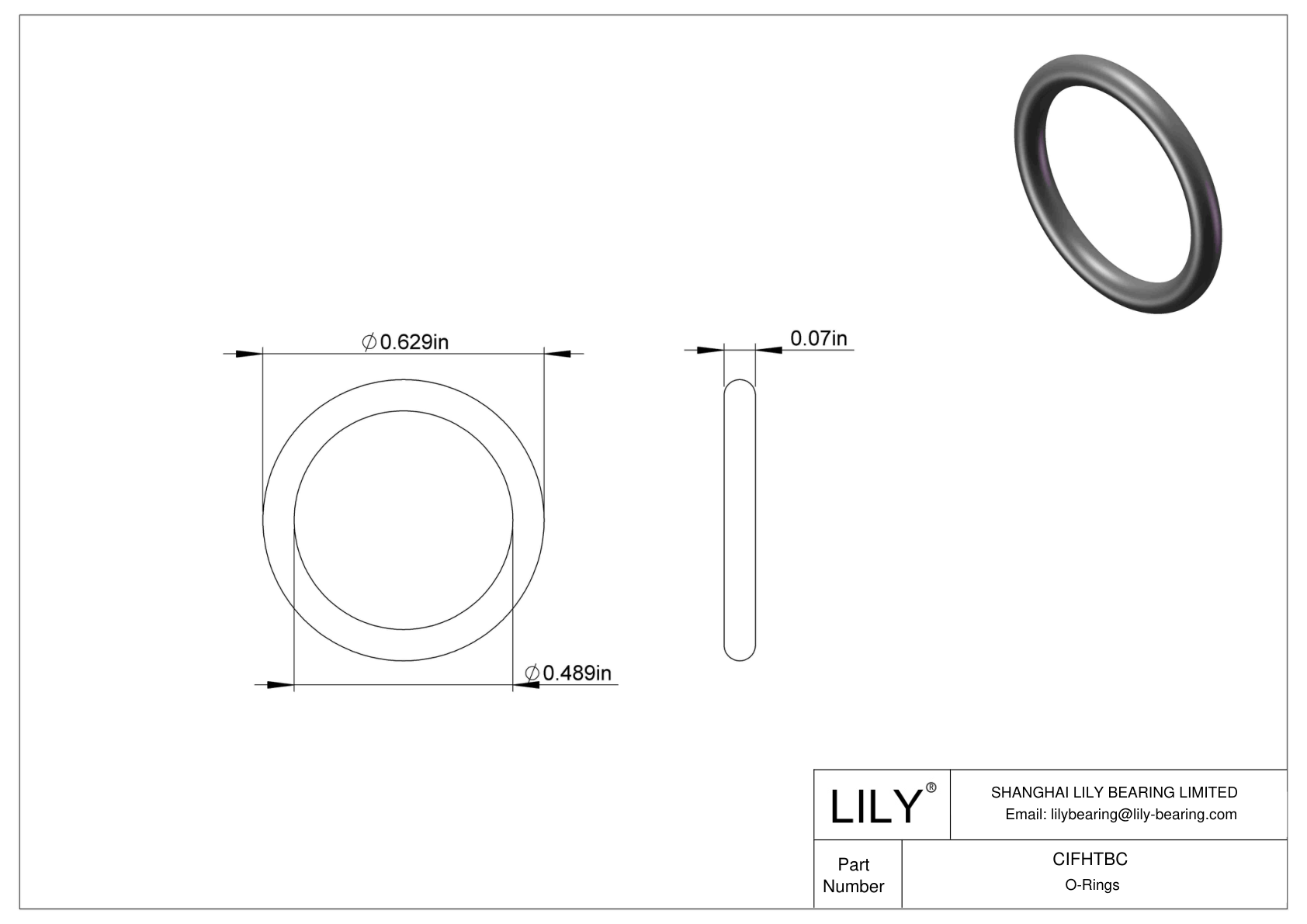 CIFHTBC Chemical Resistant O-rings Round cad drawing