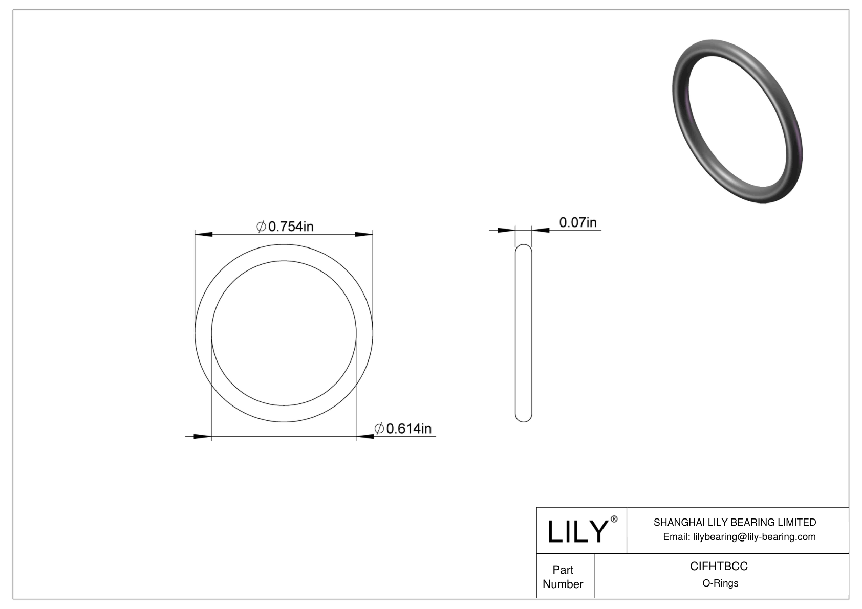 CIFHTBCC Chemical Resistant O-rings Round cad drawing