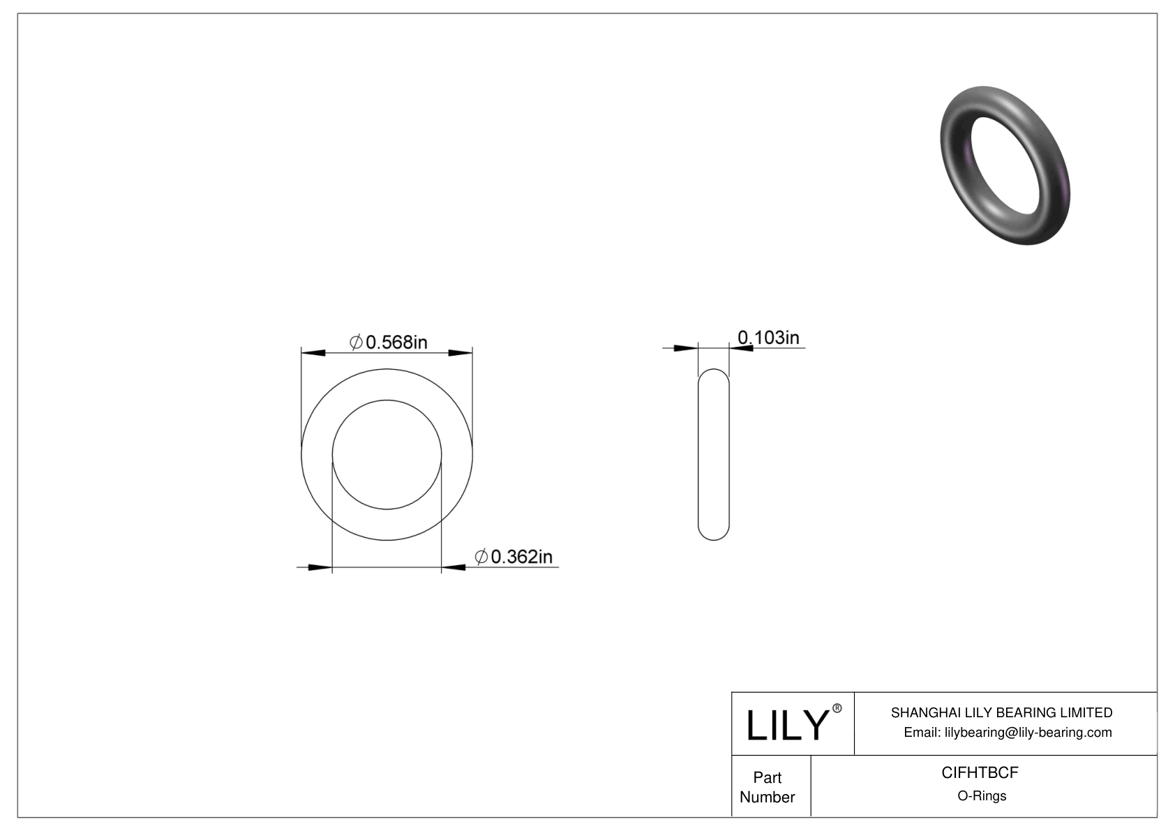 CIFHTBCF Chemical Resistant O-rings Round cad drawing