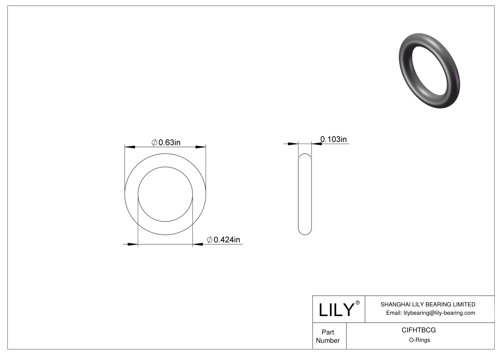 CIFHTBCG Chemical Resistant O-rings Round cad drawing