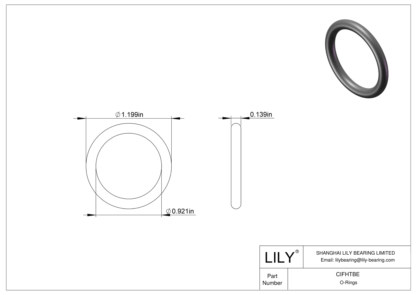 CIFHTBE Chemical Resistant O-rings Round cad drawing