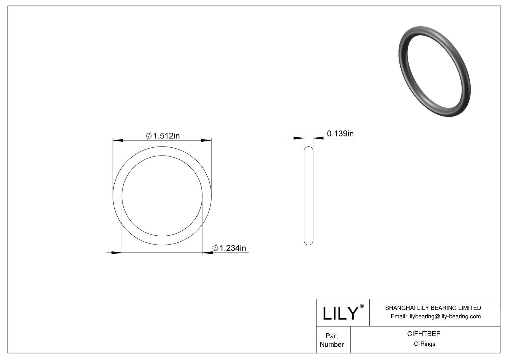 CIFHTBEF Chemical Resistant O-rings Round cad drawing