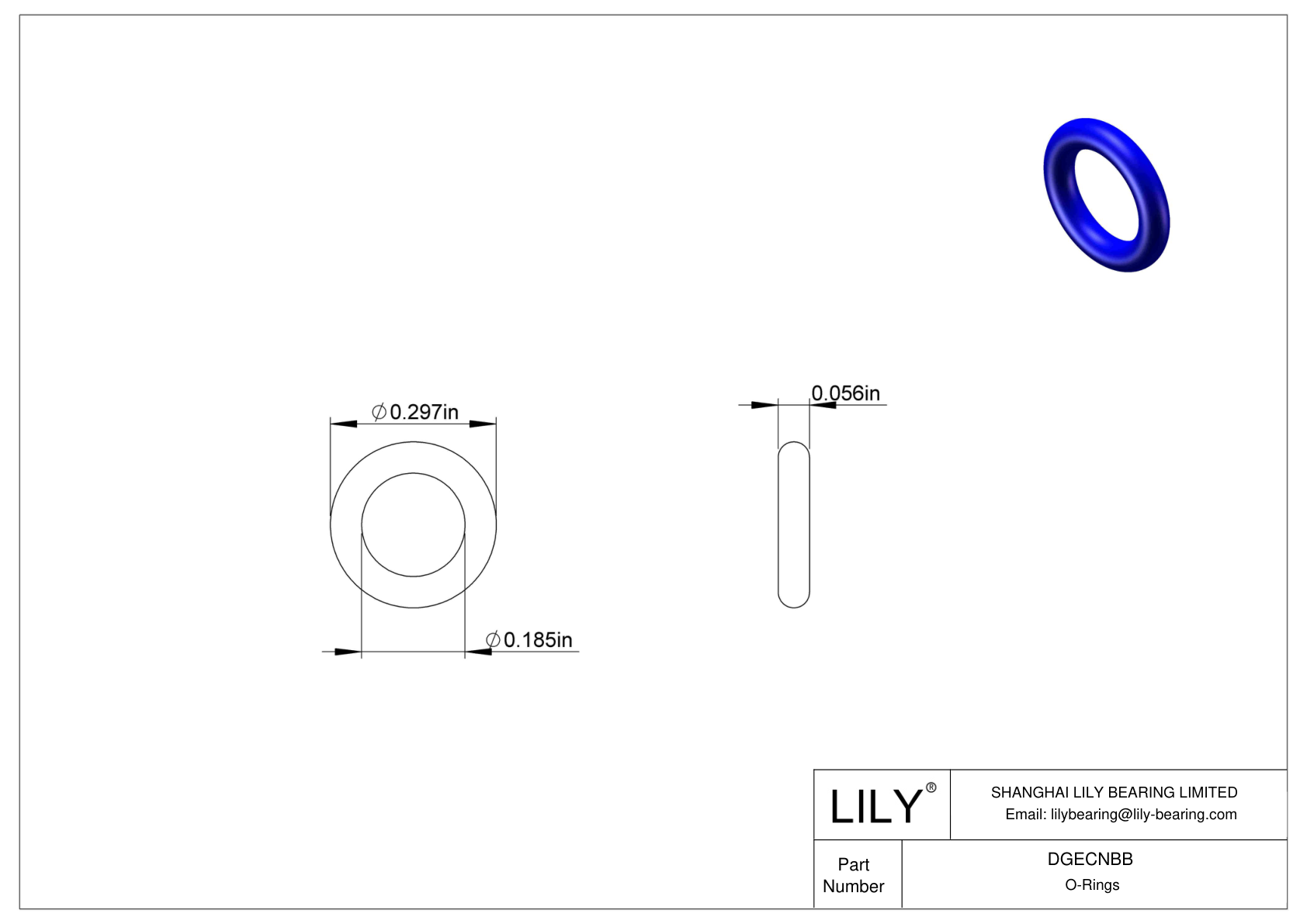 DGECNBB Chemical Resistant O-rings Round cad drawing