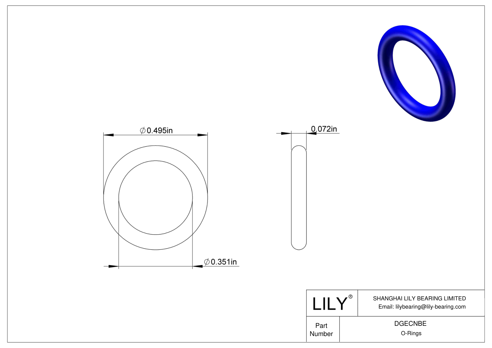 DGECNBE Chemical Resistant O-rings Round cad drawing