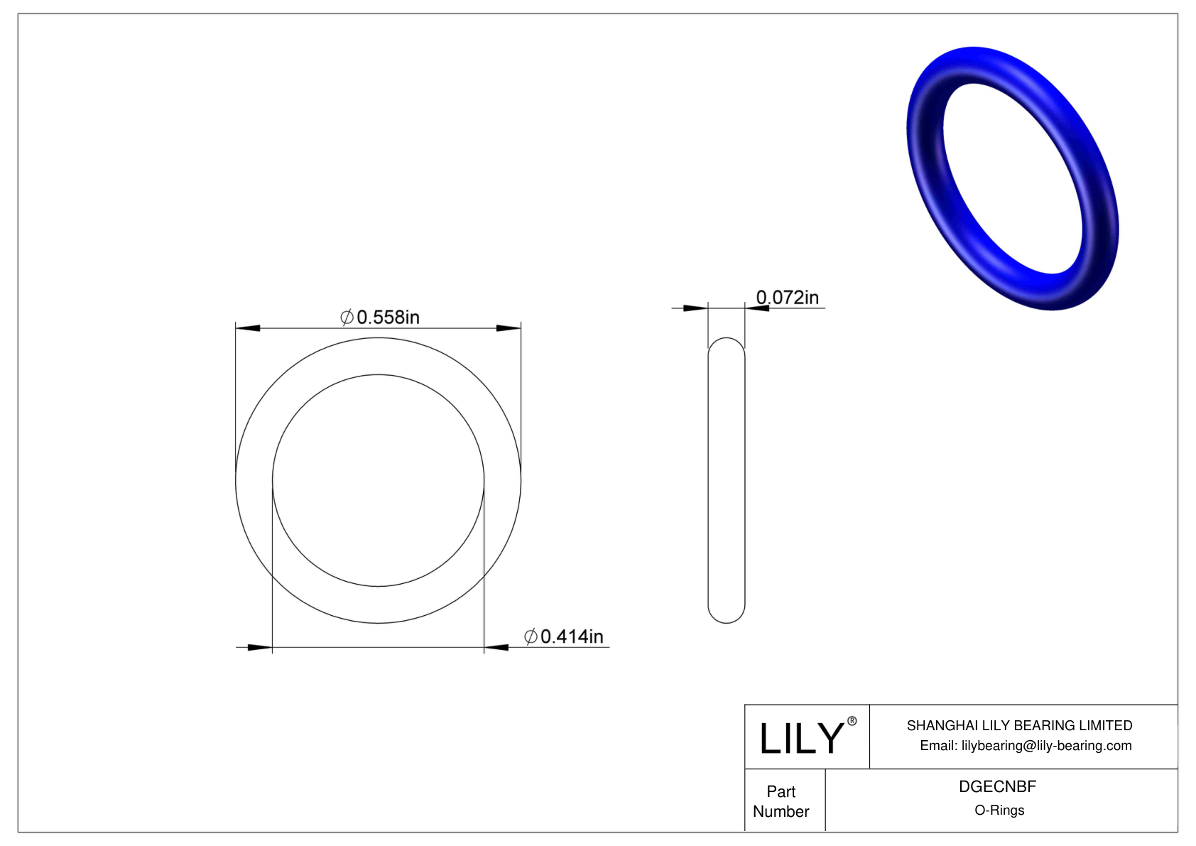 DGECNBF Chemical Resistant O-rings Round cad drawing