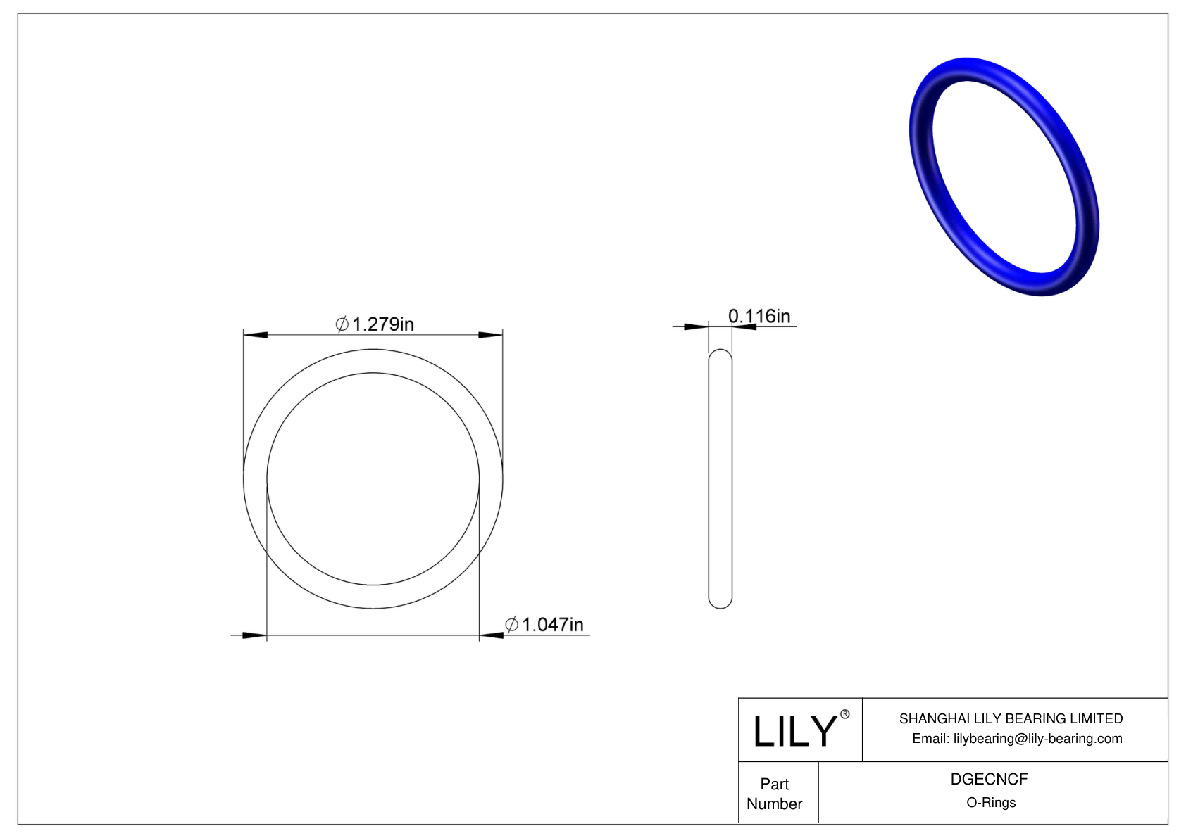 DGECNCF Chemical Resistant O-rings Round cad drawing