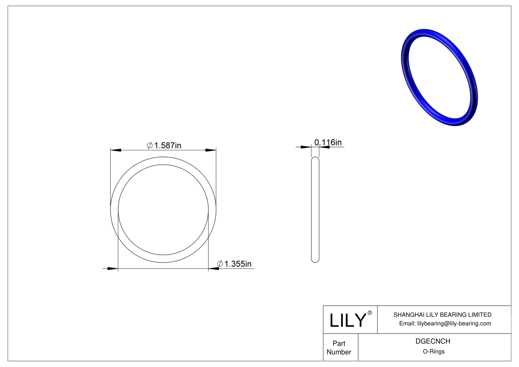 DGECNCH Chemical Resistant O-rings Round cad drawing