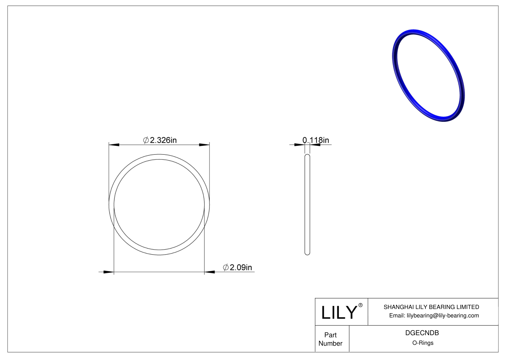 DGECNDB Chemical Resistant O-rings Round cad drawing