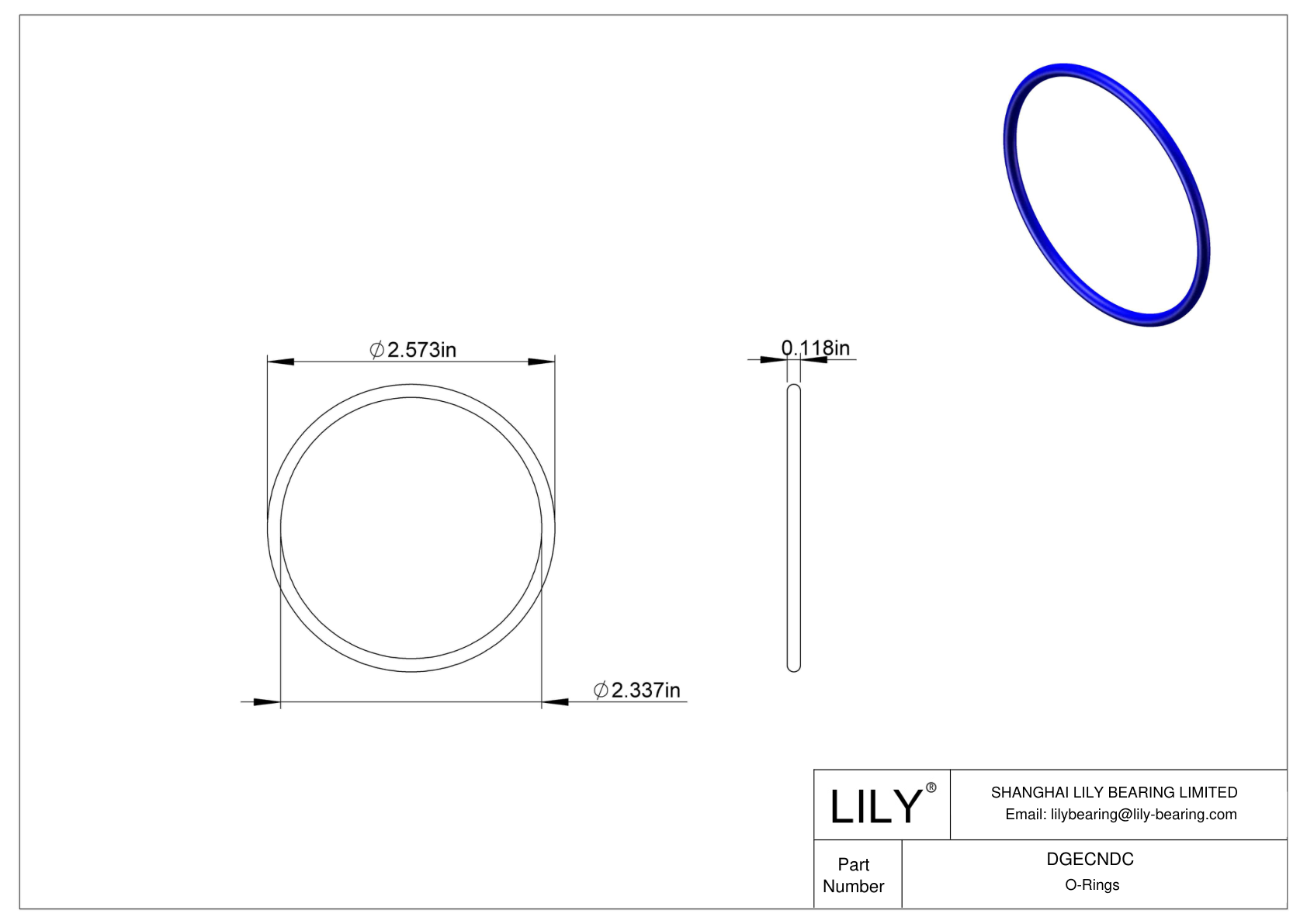 DGECNDC Chemical Resistant O-rings Round cad drawing