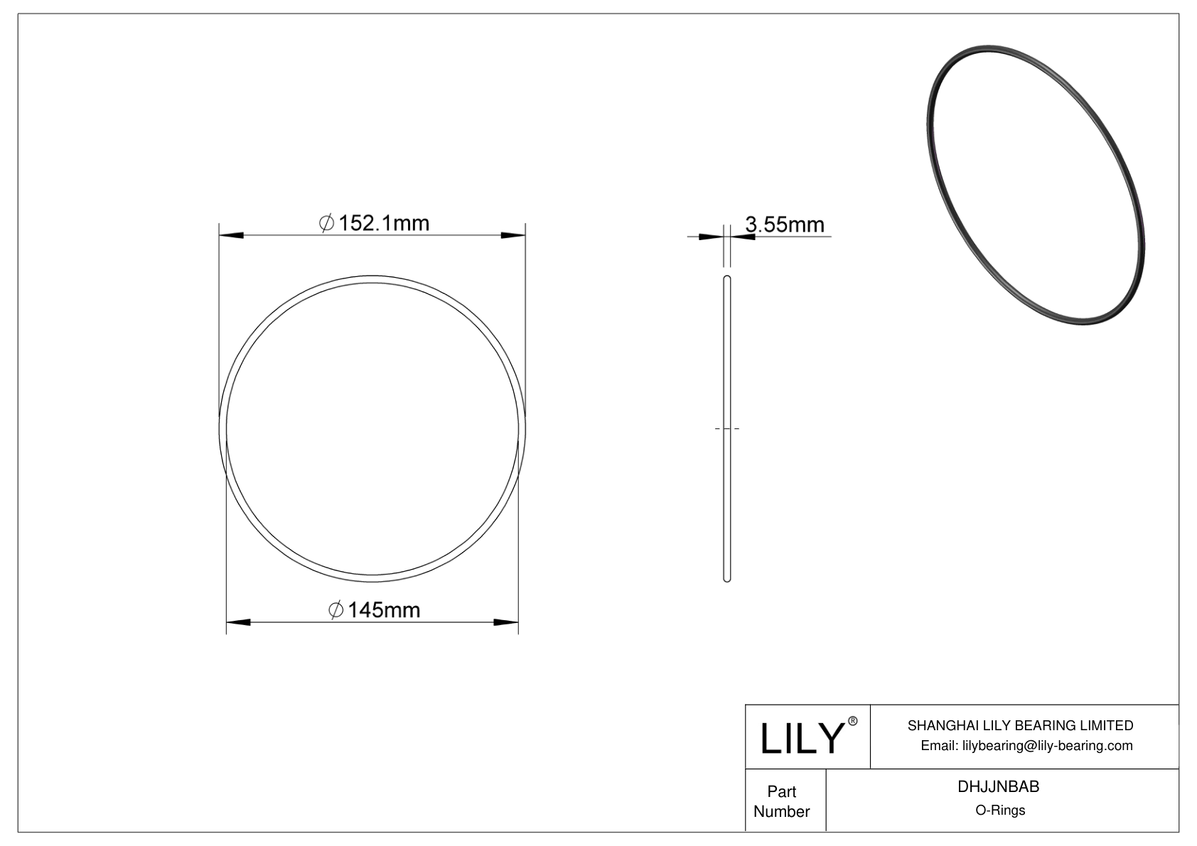 DHJJNBAB Oil Resistant O-Rings Round cad drawing