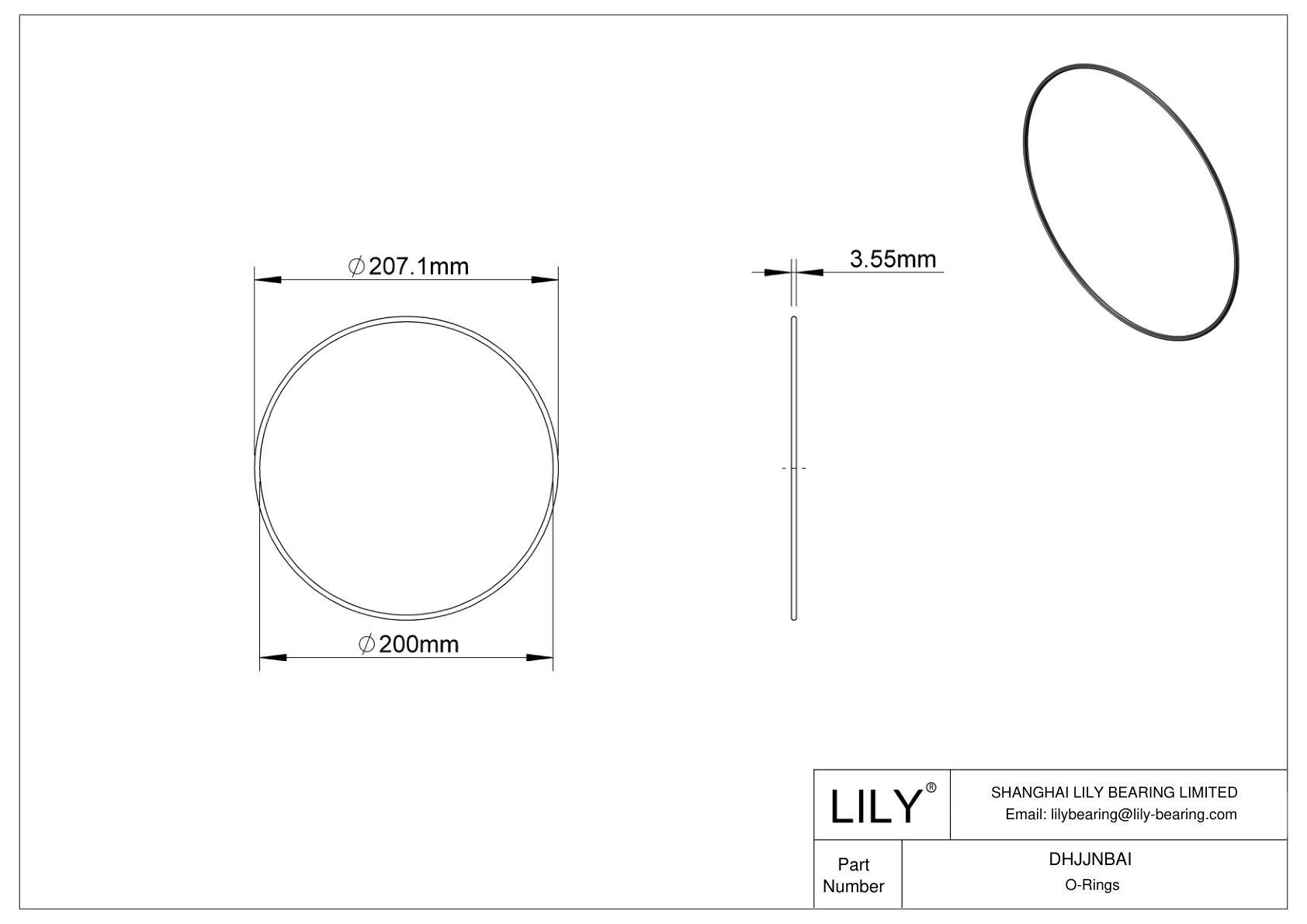 DHJJNBAI Oil Resistant O-Rings Round cad drawing