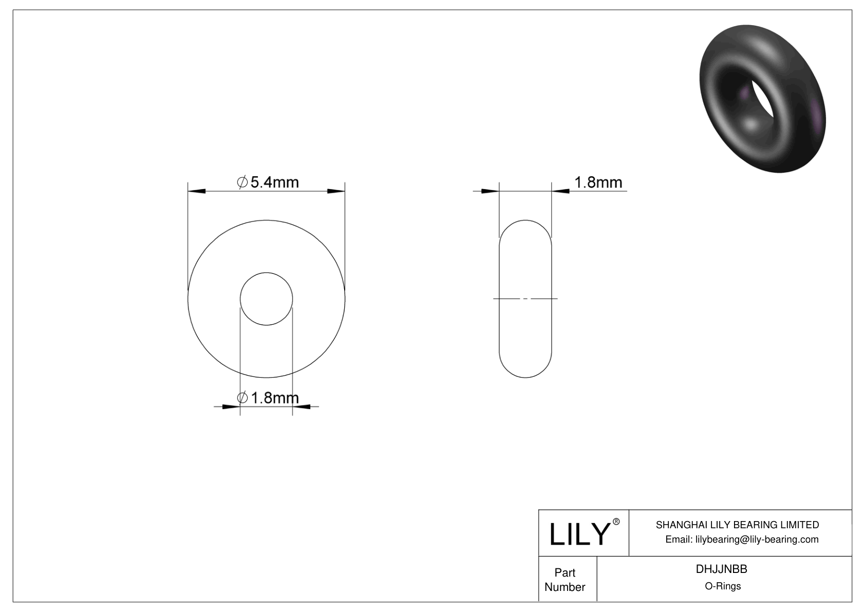 DHJJNBB Oil Resistant O-Rings Round cad drawing