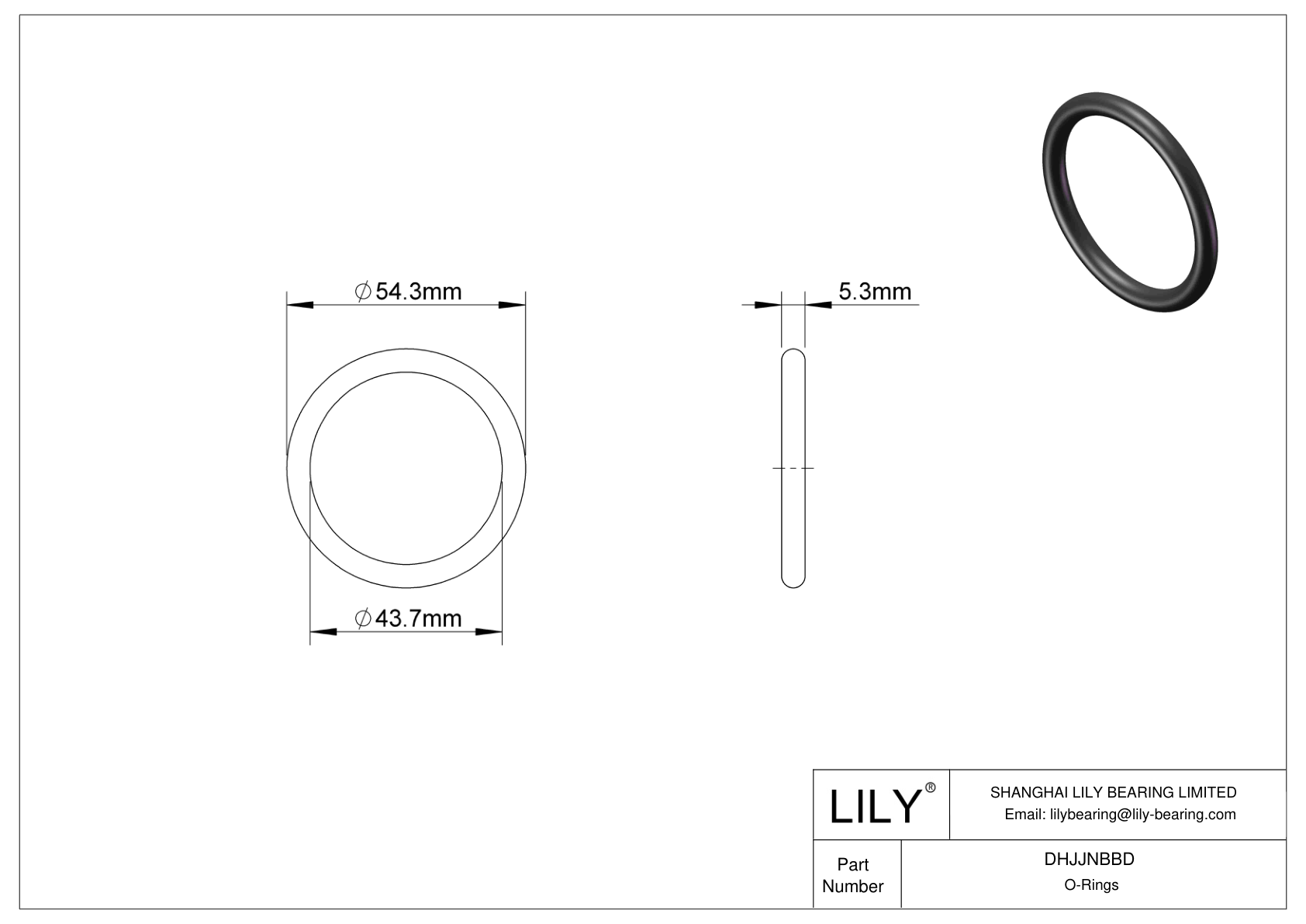 DHJJNBBD Oil Resistant O-Rings Round cad drawing