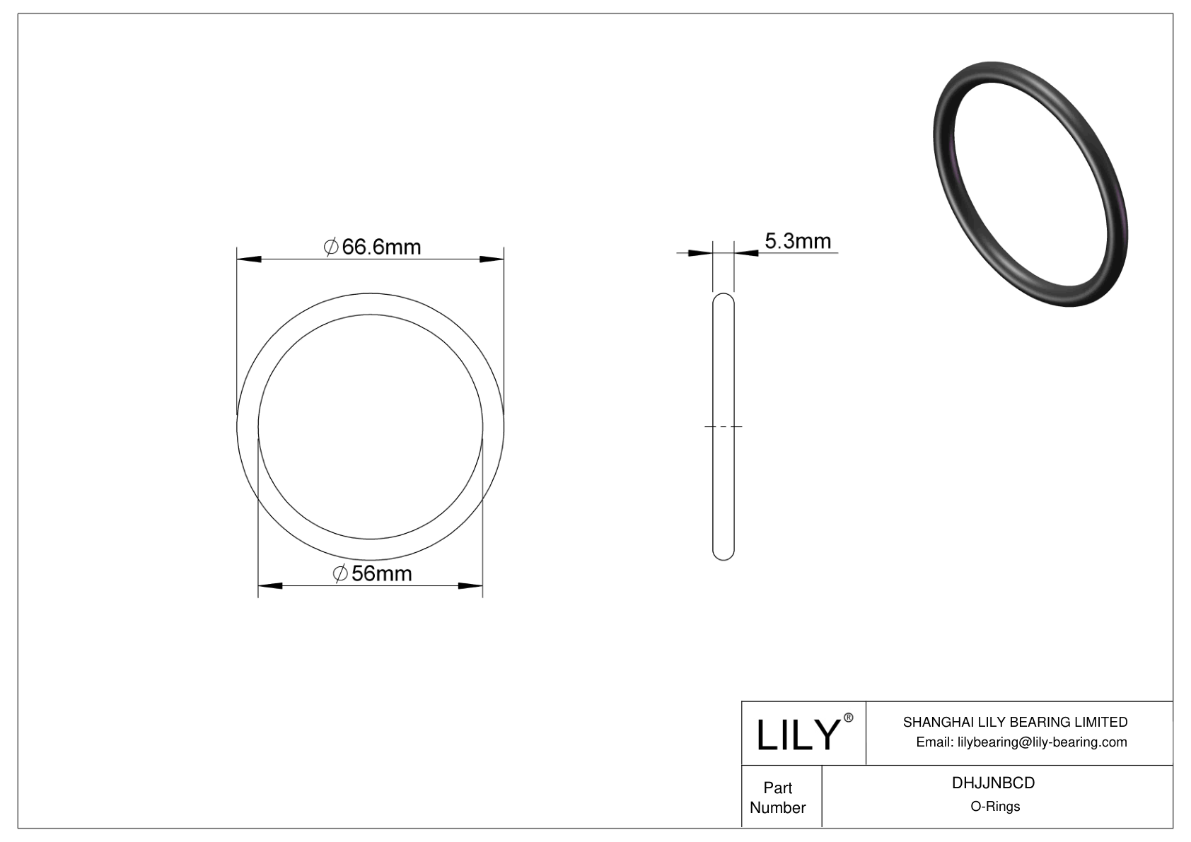 DHJJNBCD Oil Resistant O-Rings Round cad drawing