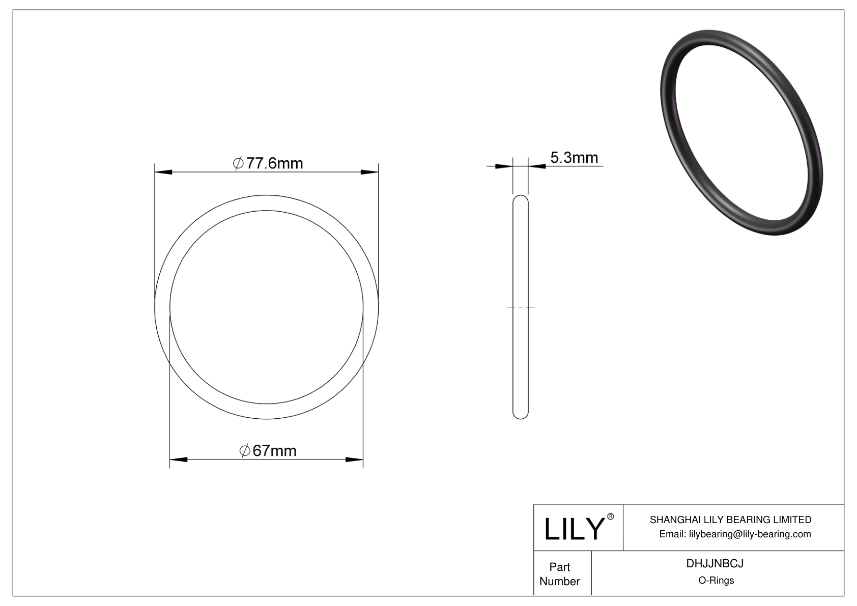 DHJJNBCJ Oil Resistant O-Rings Round cad drawing