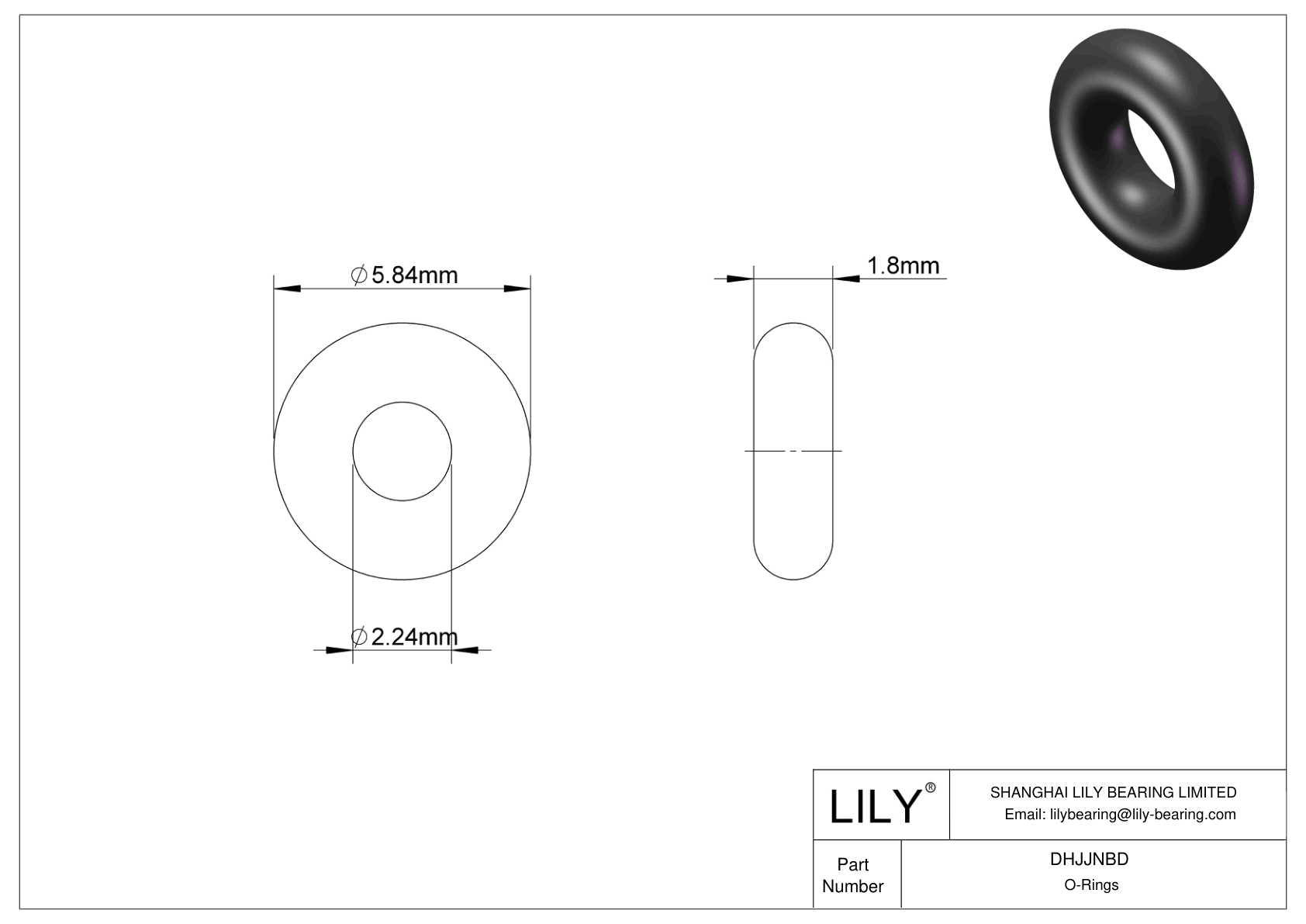 DHJJNBD Oil Resistant O-Rings Round cad drawing