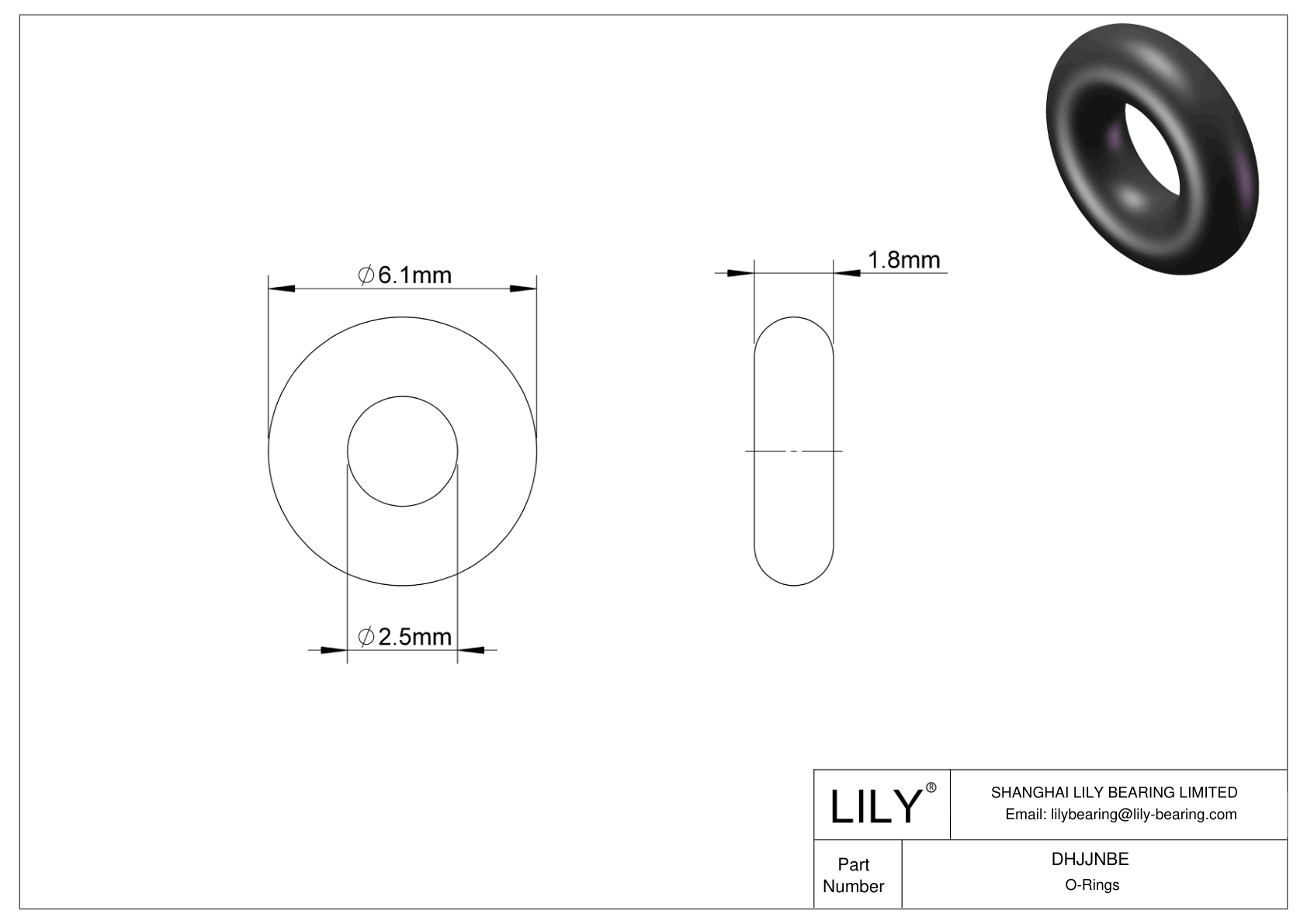 DHJJNBE Oil Resistant O-Rings Round cad drawing