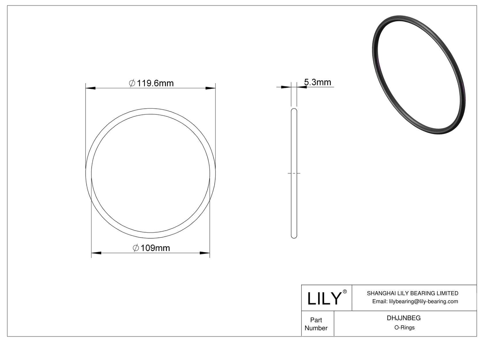 DHJJNBEG Oil Resistant O-Rings Round cad drawing