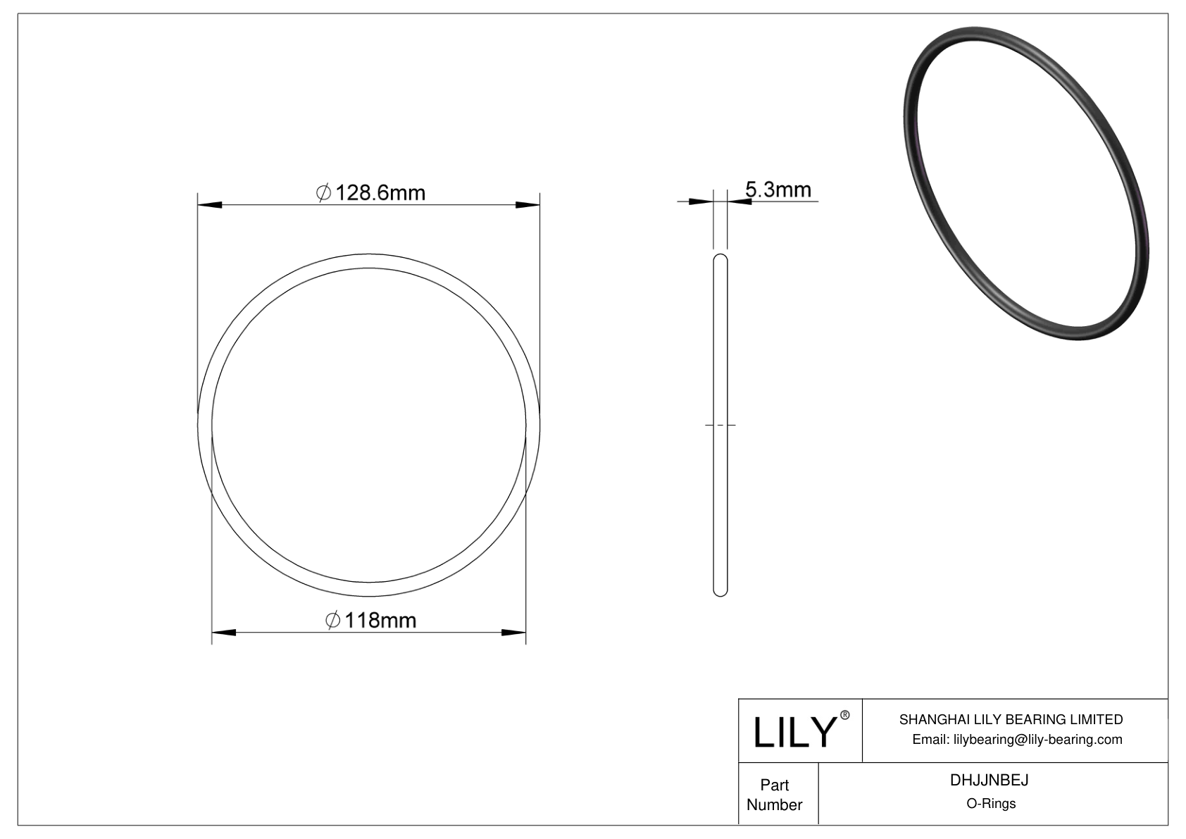 DHJJNBEJ Juntas tóricas redondas resistentes al aceite cad drawing