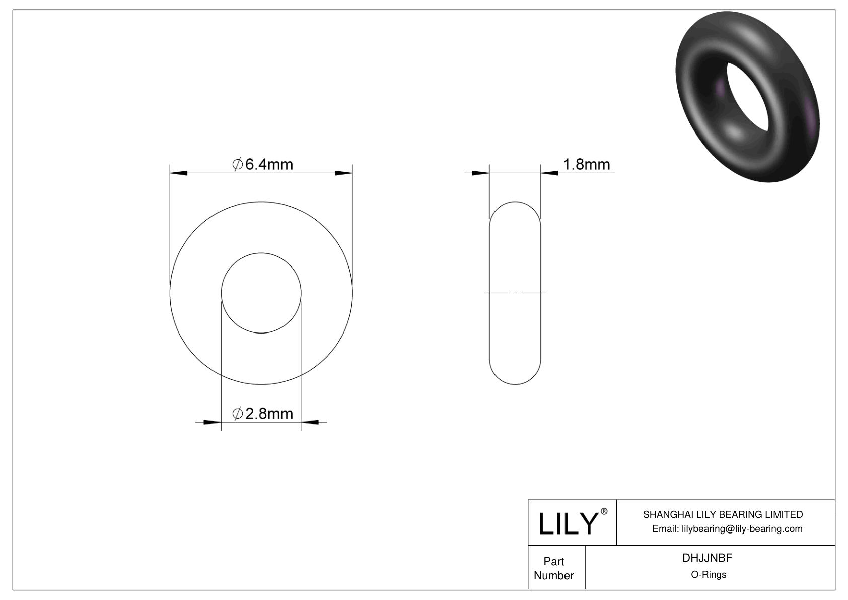 DHJJNBF Oil Resistant O-Rings Round cad drawing