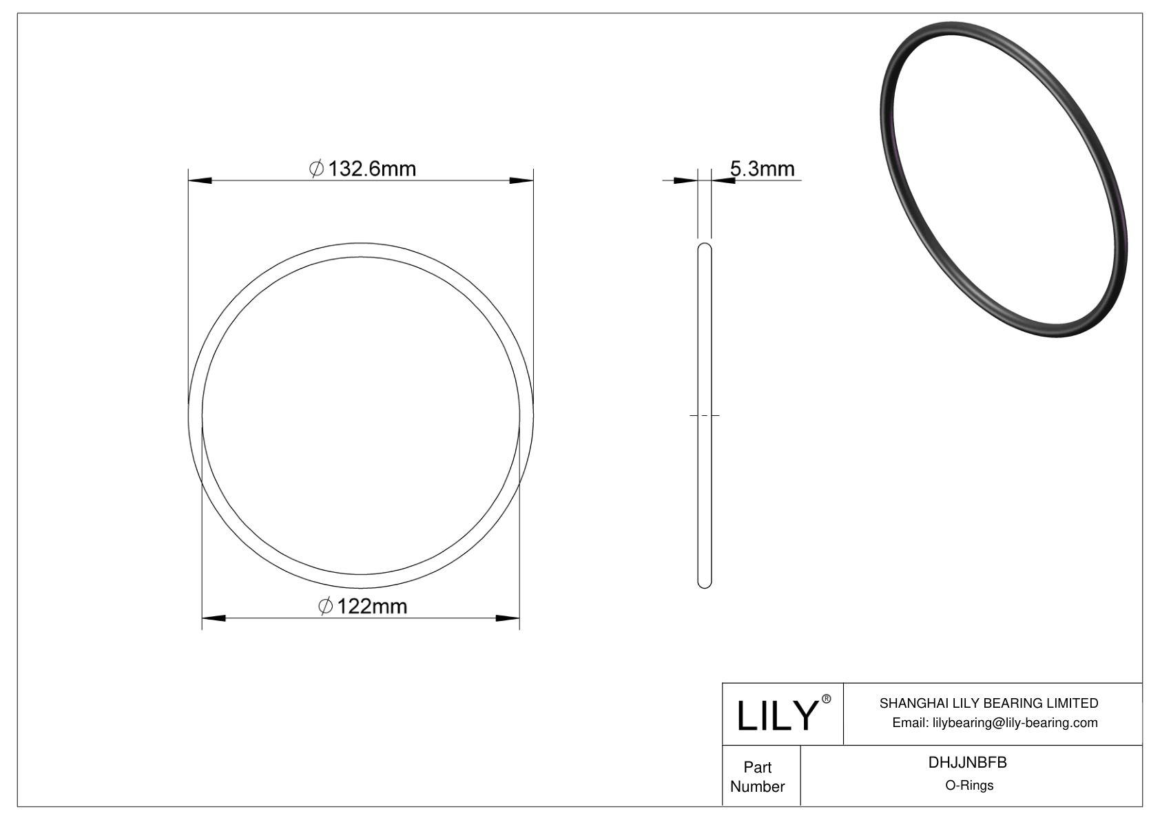 DHJJNBFB Oil Resistant O-Rings Round cad drawing