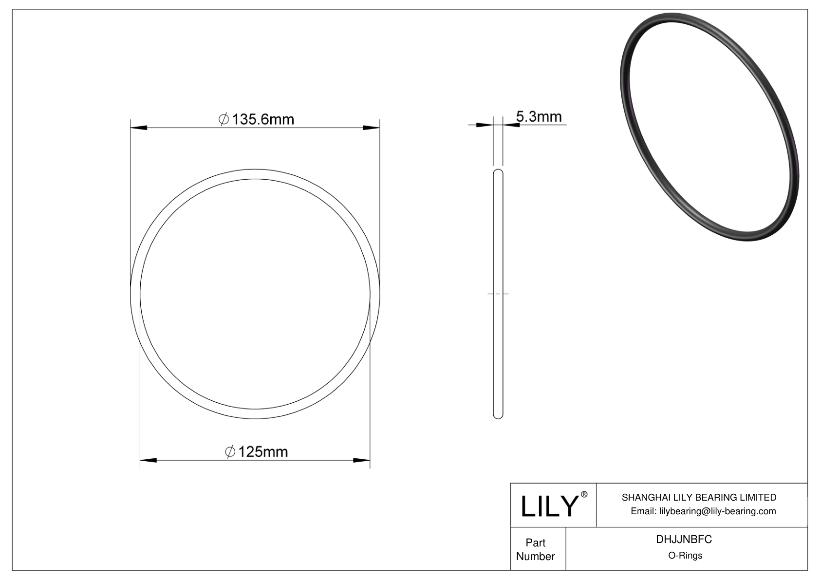 DHJJNBFC Oil Resistant O-Rings Round cad drawing