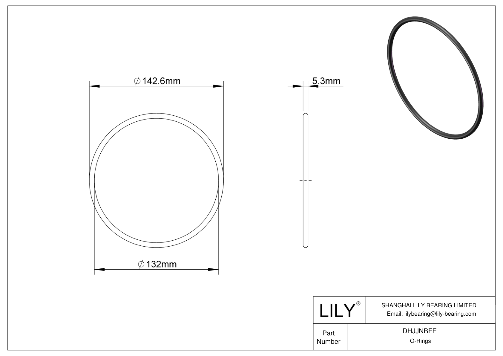 DHJJNBFE Oil Resistant O-Rings Round cad drawing