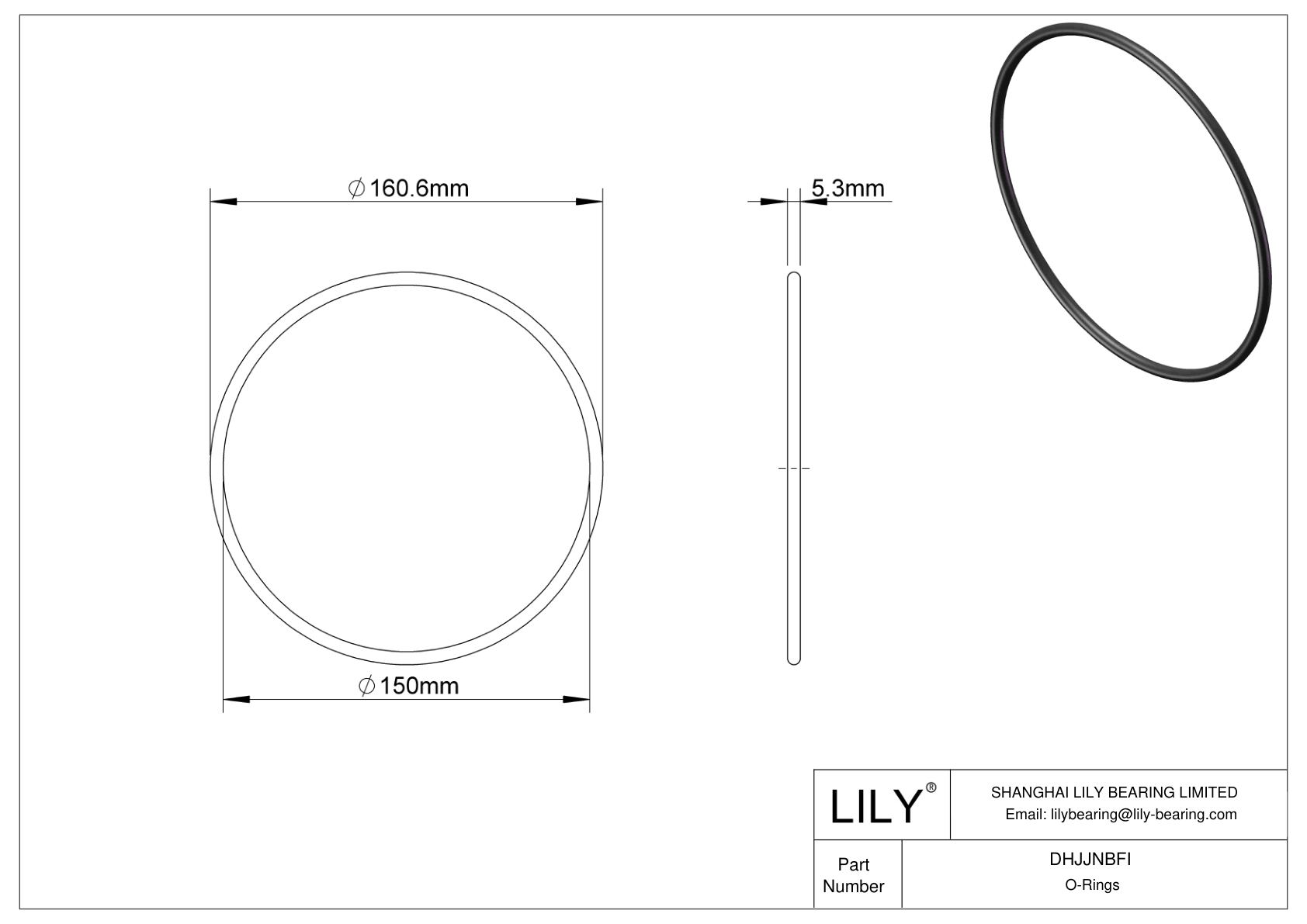 DHJJNBFI Juntas tóricas redondas resistentes al aceite cad drawing