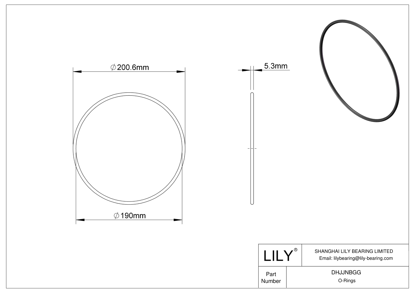 DHJJNBGG Oil Resistant O-Rings Round cad drawing