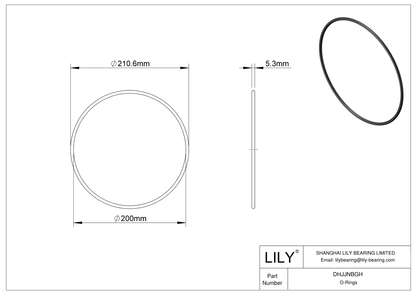 DHJJNBGH Oil Resistant O-Rings Round cad drawing