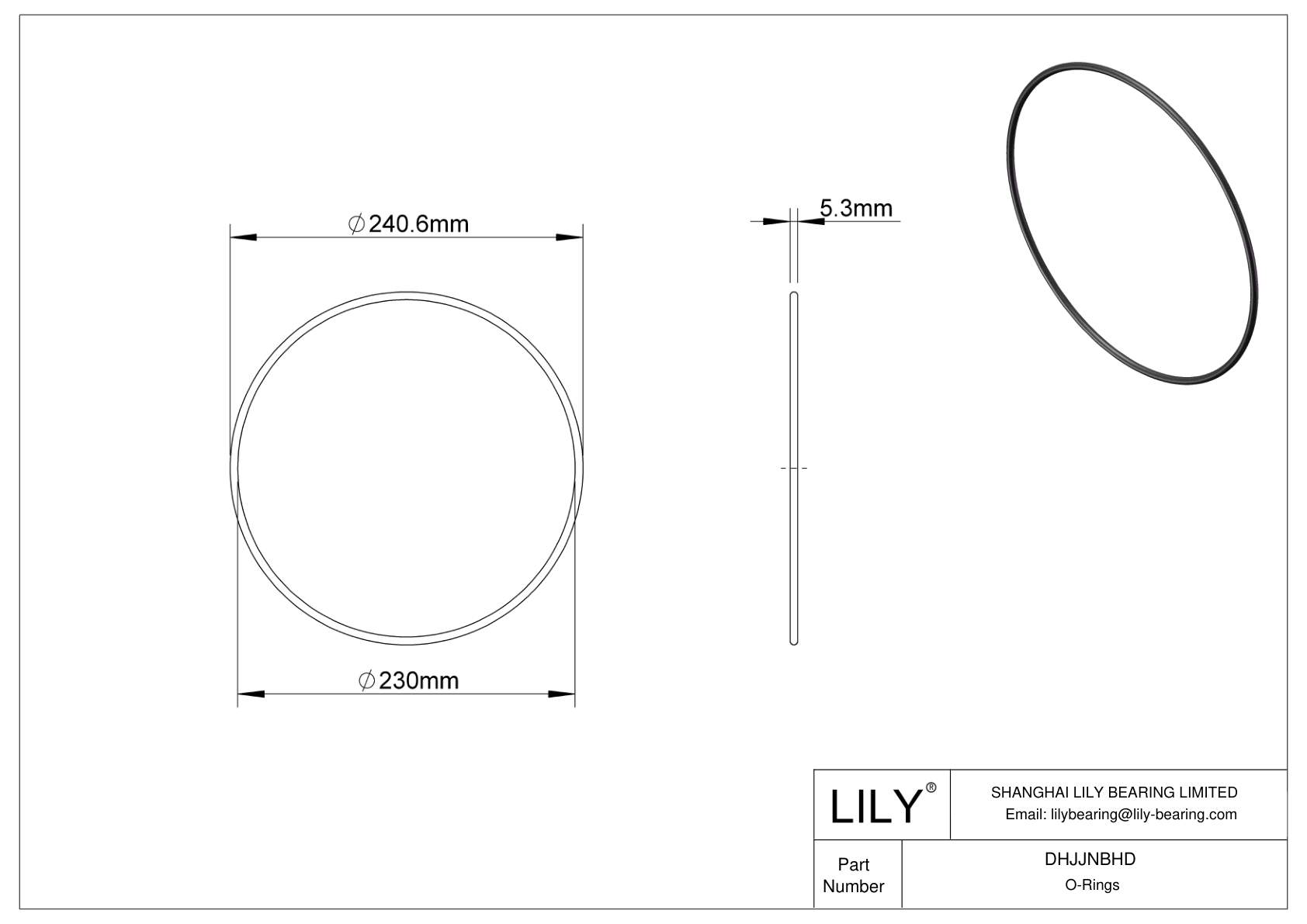 DHJJNBHD Oil Resistant O-Rings Round cad drawing