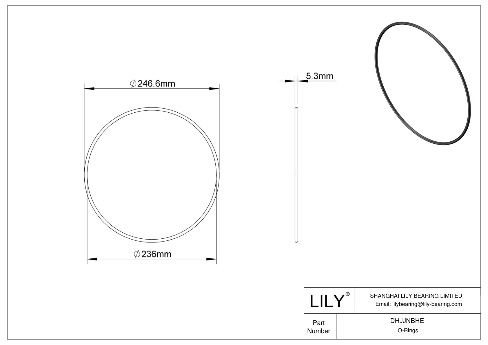 DHJJNBHE Oil Resistant O-Rings Round cad drawing