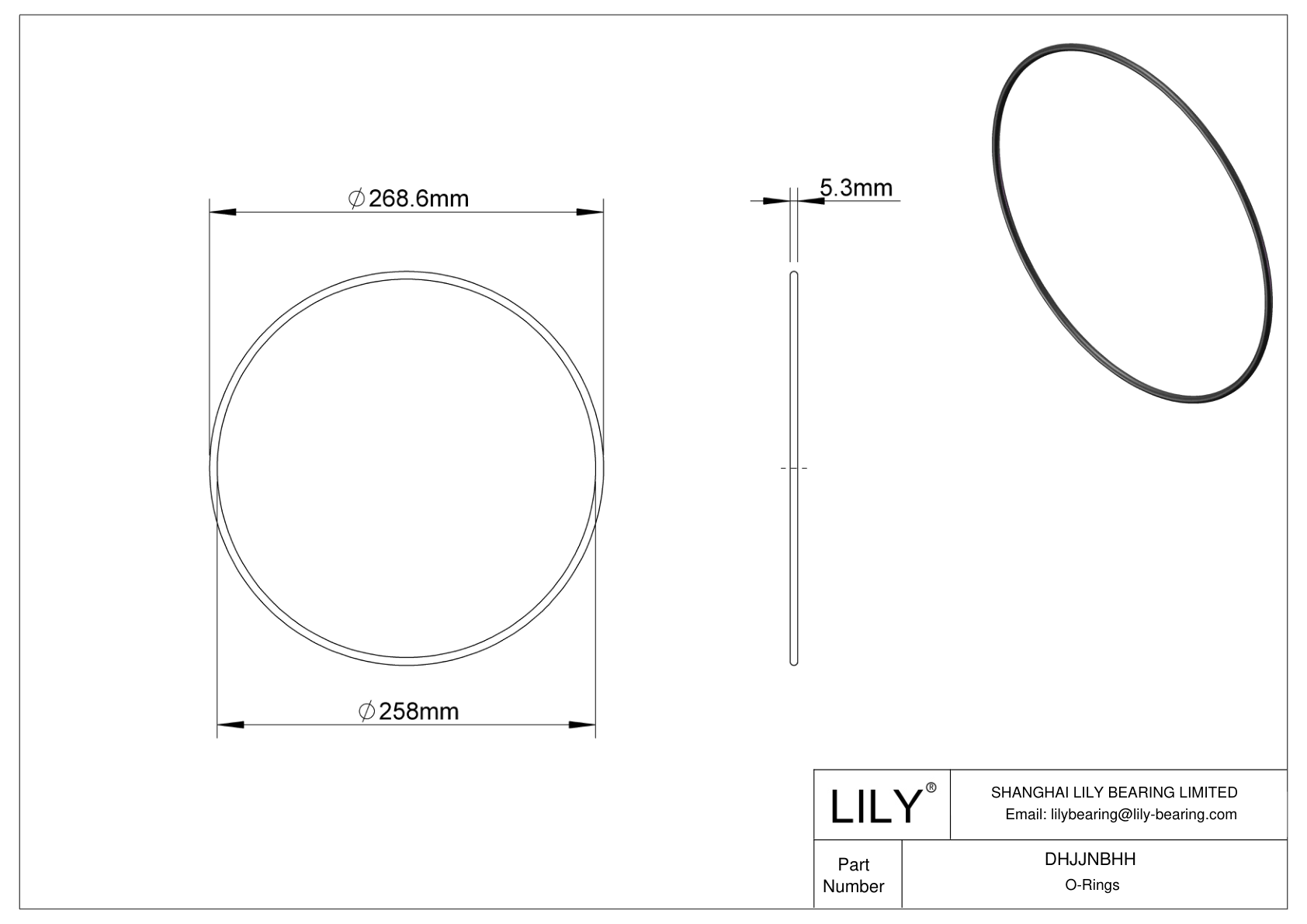 DHJJNBHH Oil Resistant O-Rings Round cad drawing