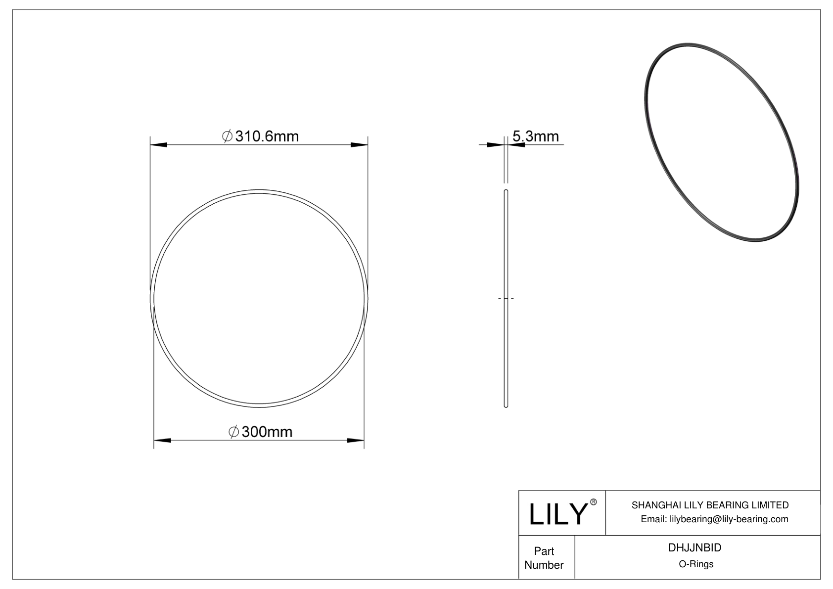 DHJJNBID Oil Resistant O-Rings Round cad drawing