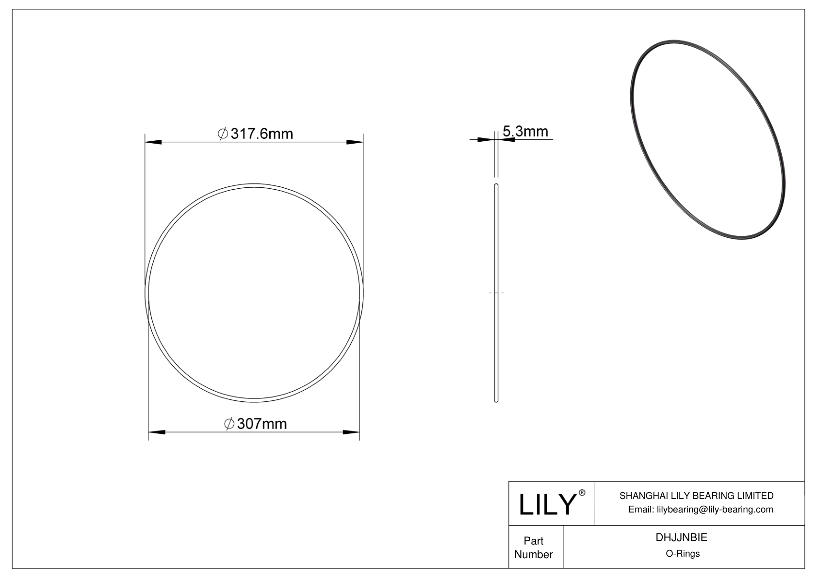 DHJJNBIE Oil Resistant O-Rings Round cad drawing