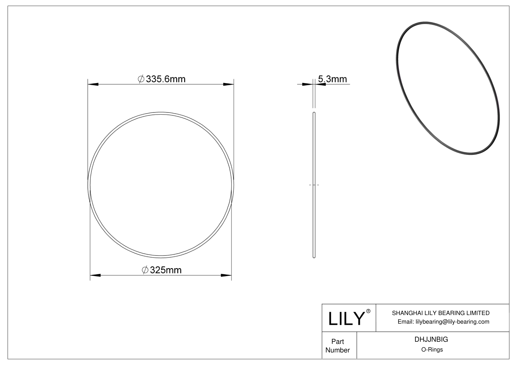 DHJJNBIG Oil Resistant O-Rings Round cad drawing