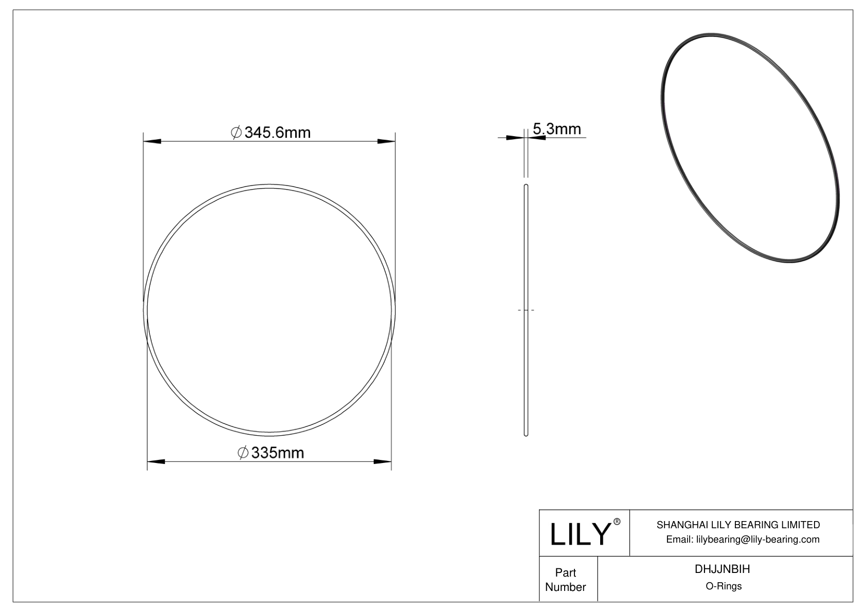 DHJJNBIH Oil Resistant O-Rings Round cad drawing