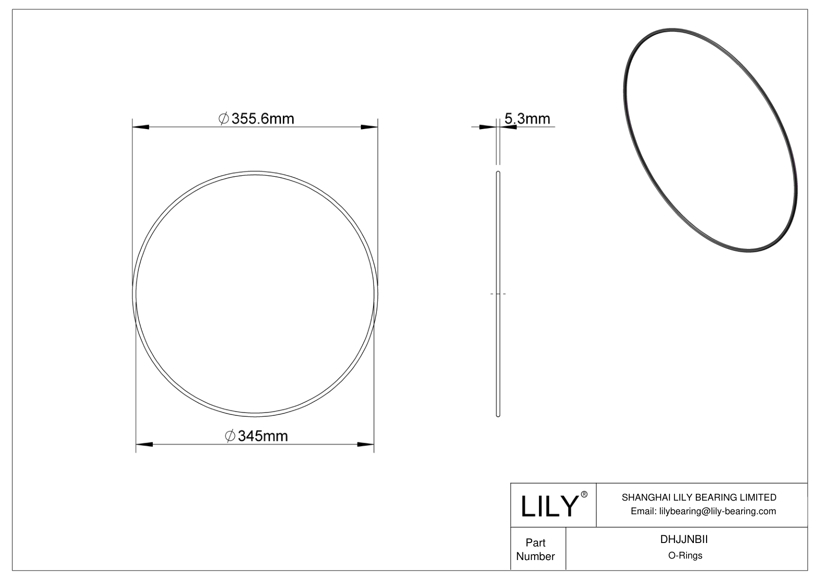 DHJJNBII Oil Resistant O-Rings Round cad drawing