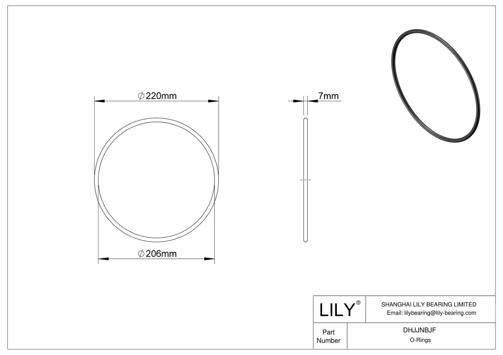 DHJJNBJF Oil Resistant O-Rings Round cad drawing