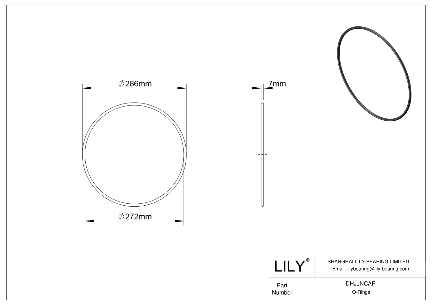 DHJJNCAF Oil Resistant O-Rings Round cad drawing