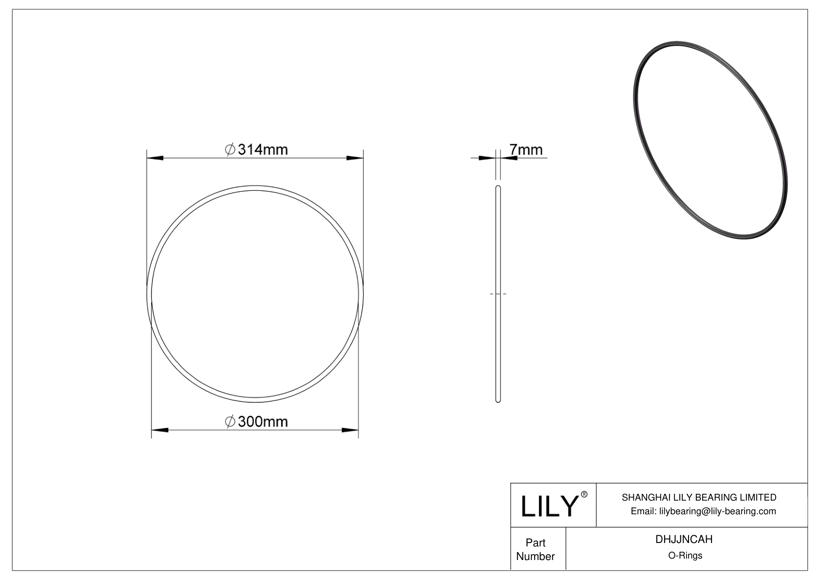 DHJJNCAH Oil Resistant O-Rings Round cad drawing