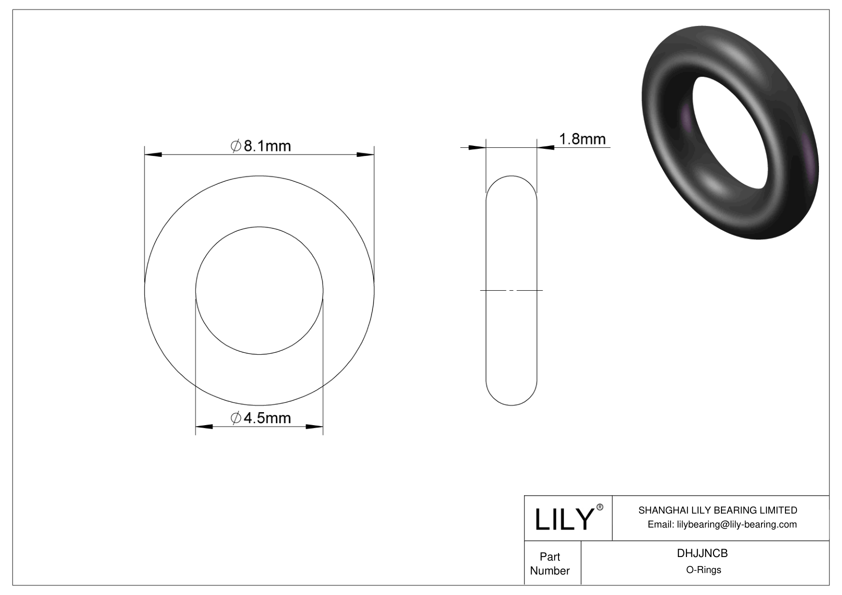 DHJJNCB Juntas tóricas redondas resistentes al aceite cad drawing