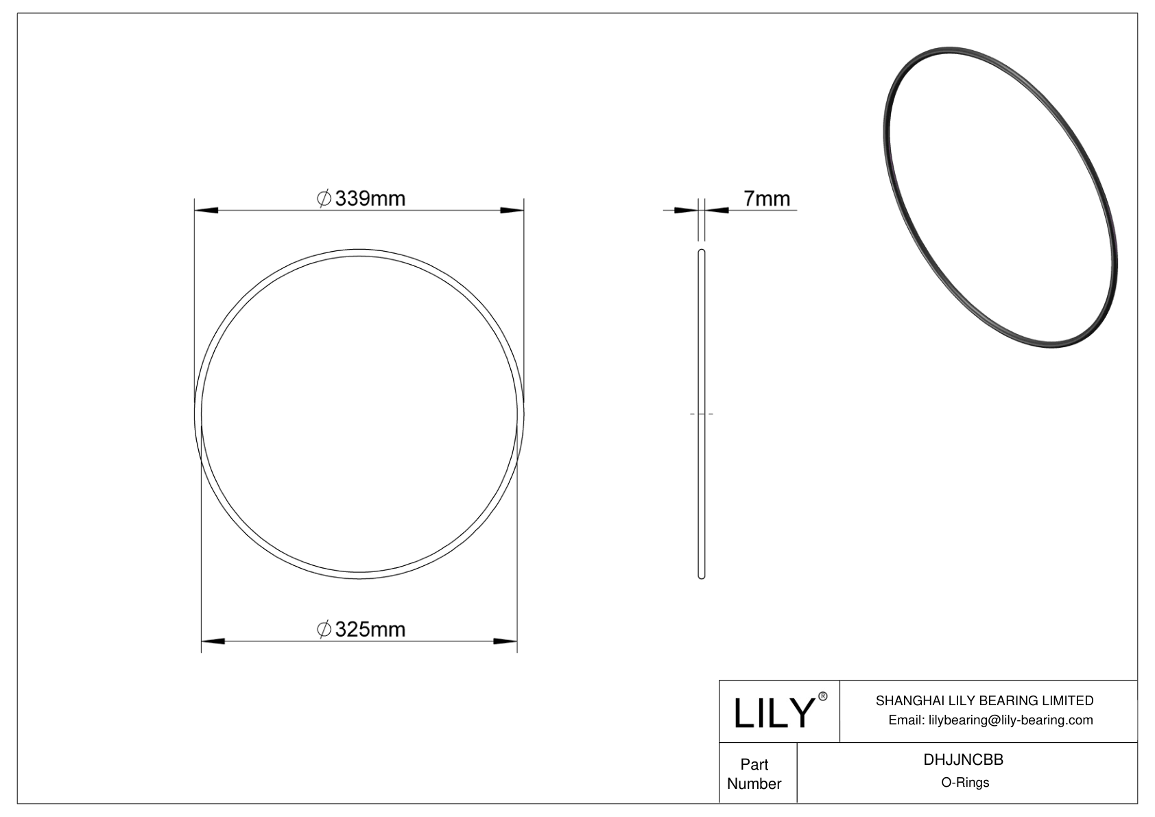 DHJJNCBB Oil Resistant O-Rings Round cad drawing