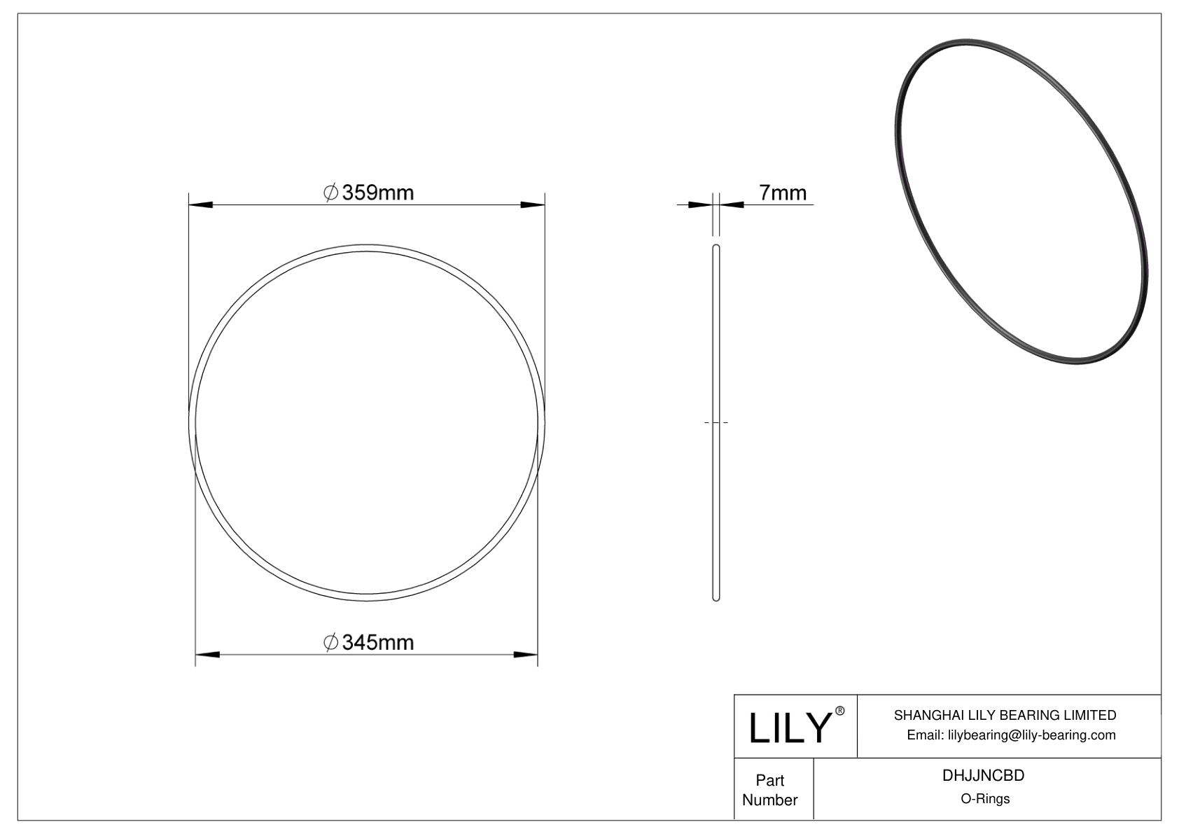 DHJJNCBD Oil Resistant O-Rings Round cad drawing