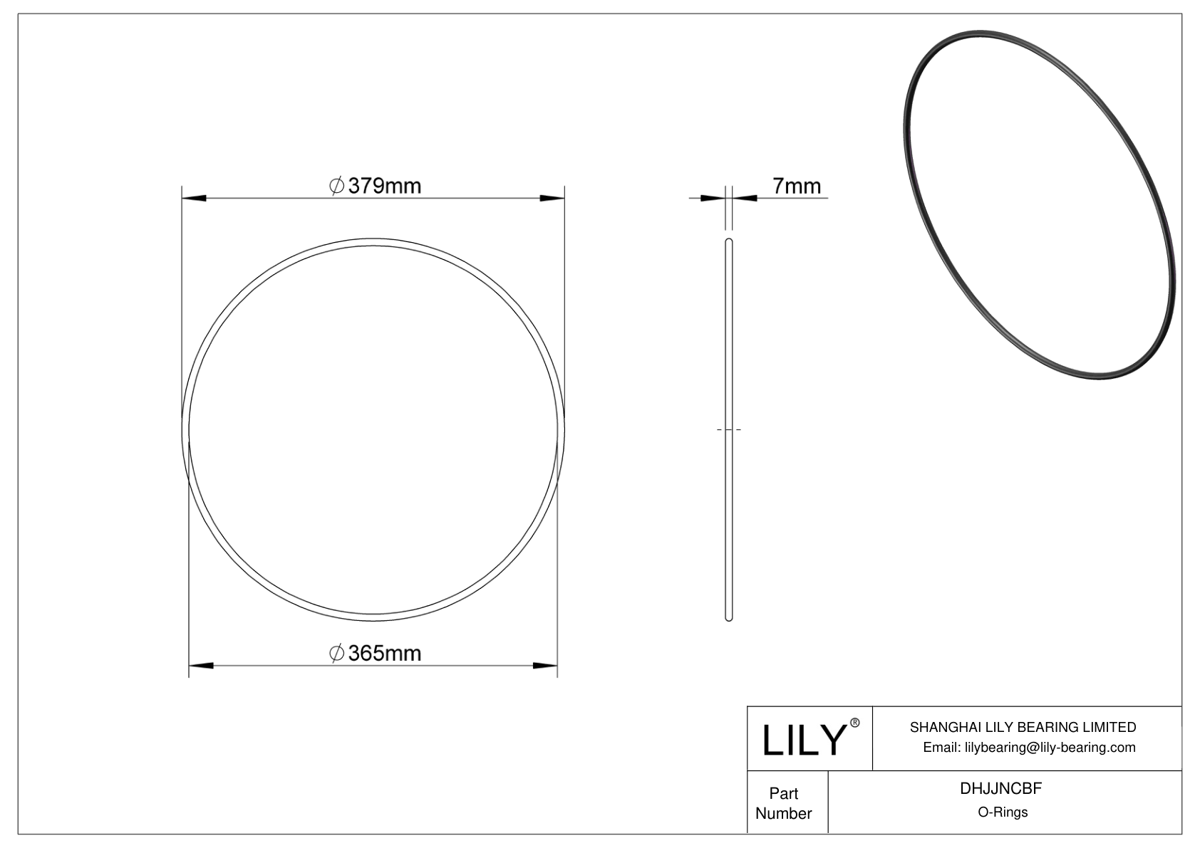 DHJJNCBF Oil Resistant O-Rings Round cad drawing