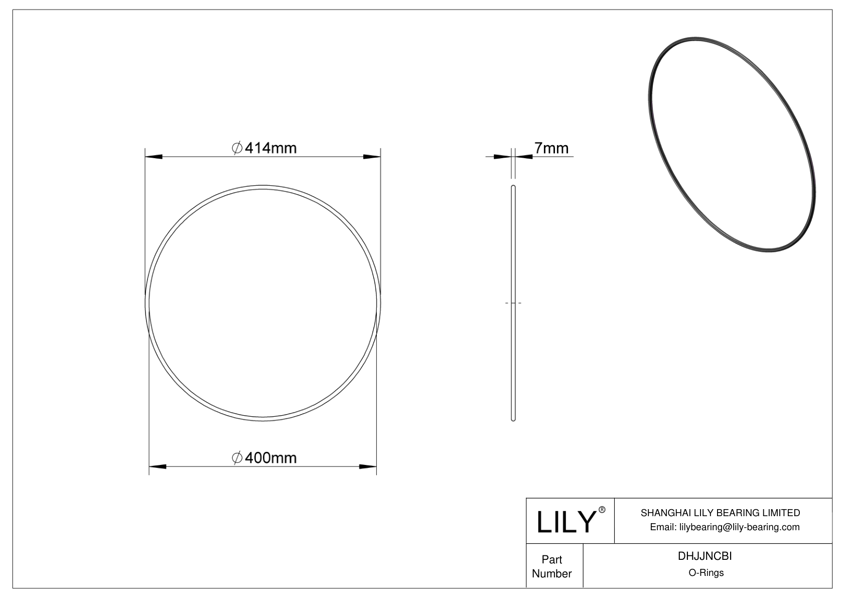 DHJJNCBI Oil Resistant O-Rings Round cad drawing