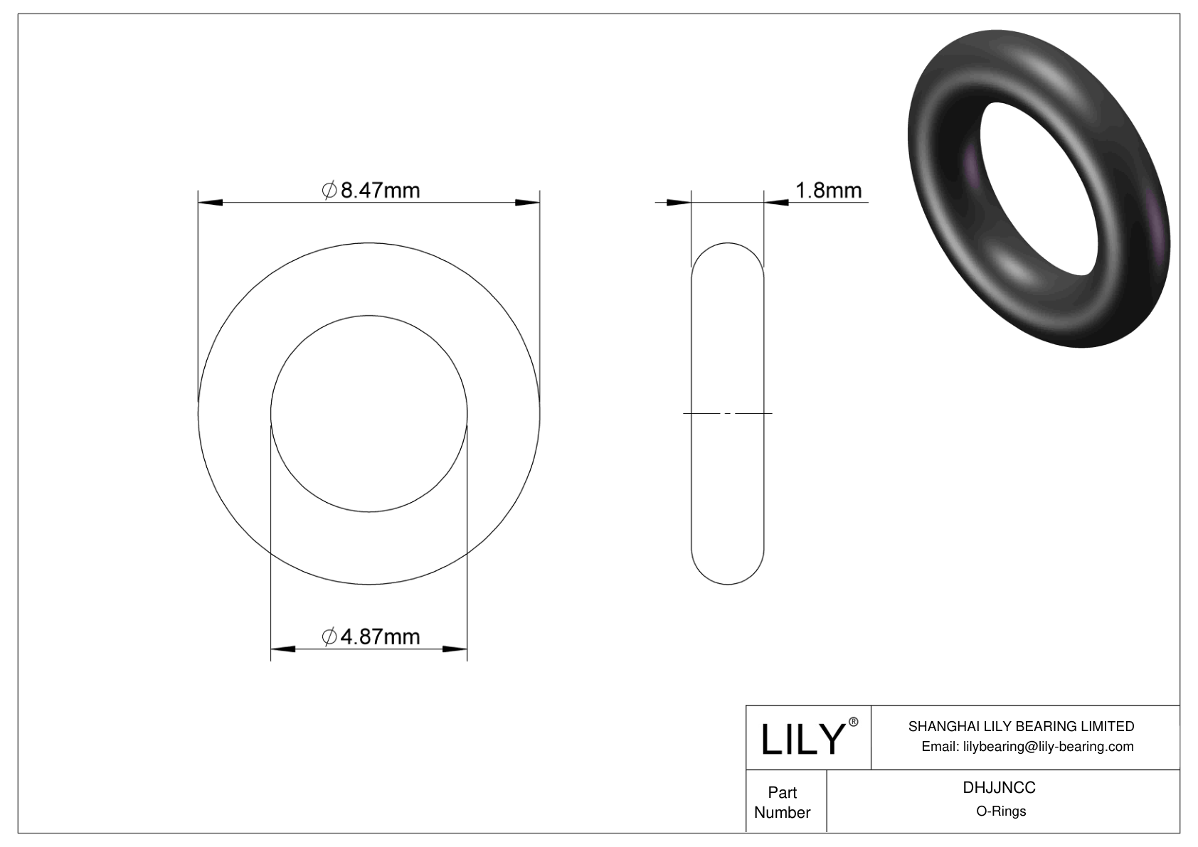 DHJJNCC Oil Resistant O-Rings Round cad drawing