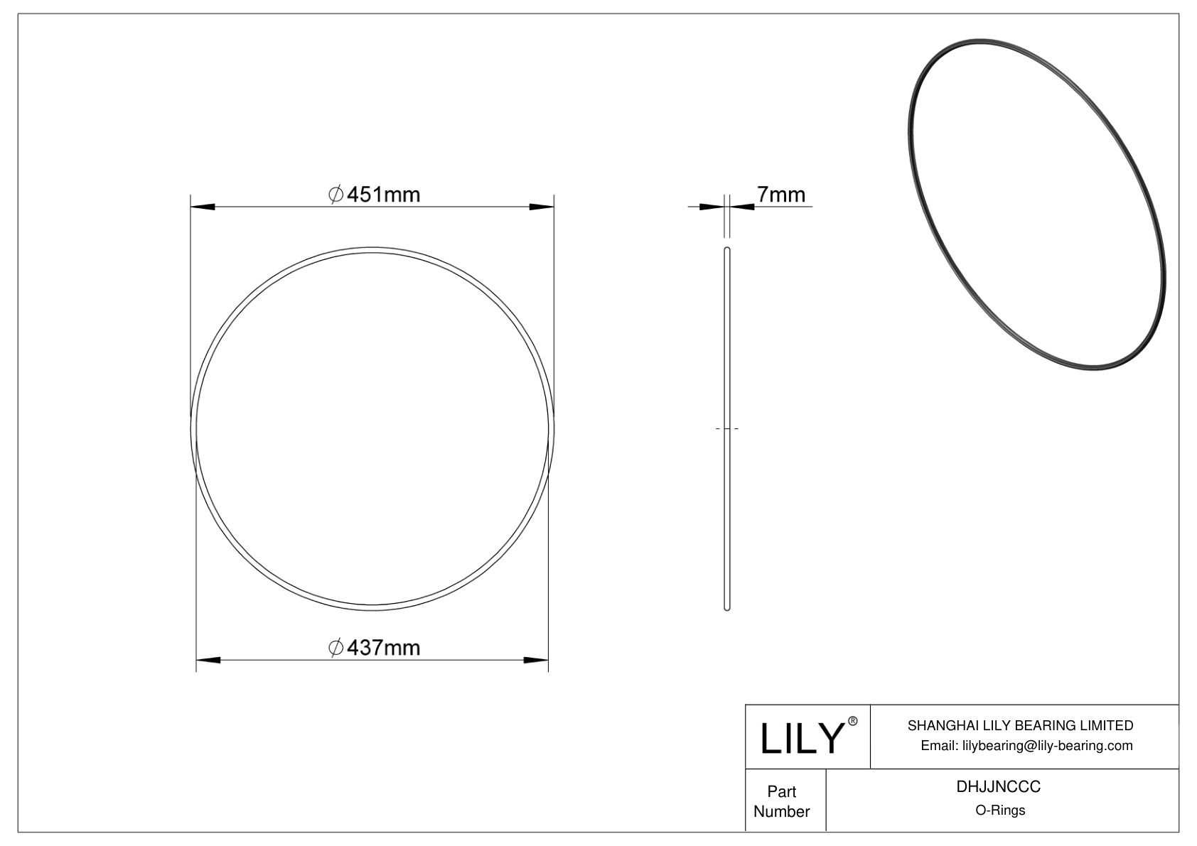 DHJJNCCC Oil Resistant O-Rings Round cad drawing