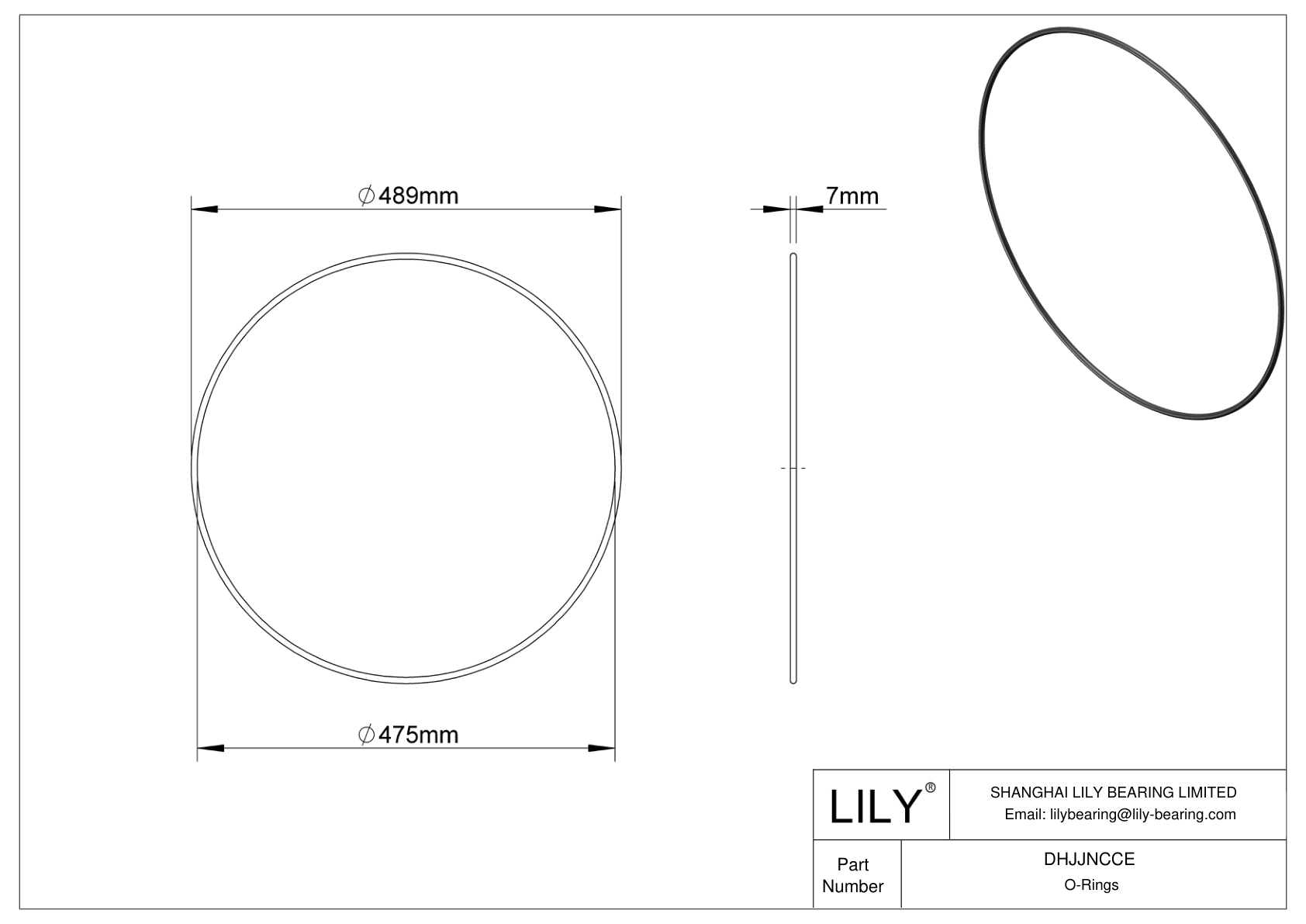 DHJJNCCE Oil Resistant O-Rings Round cad drawing