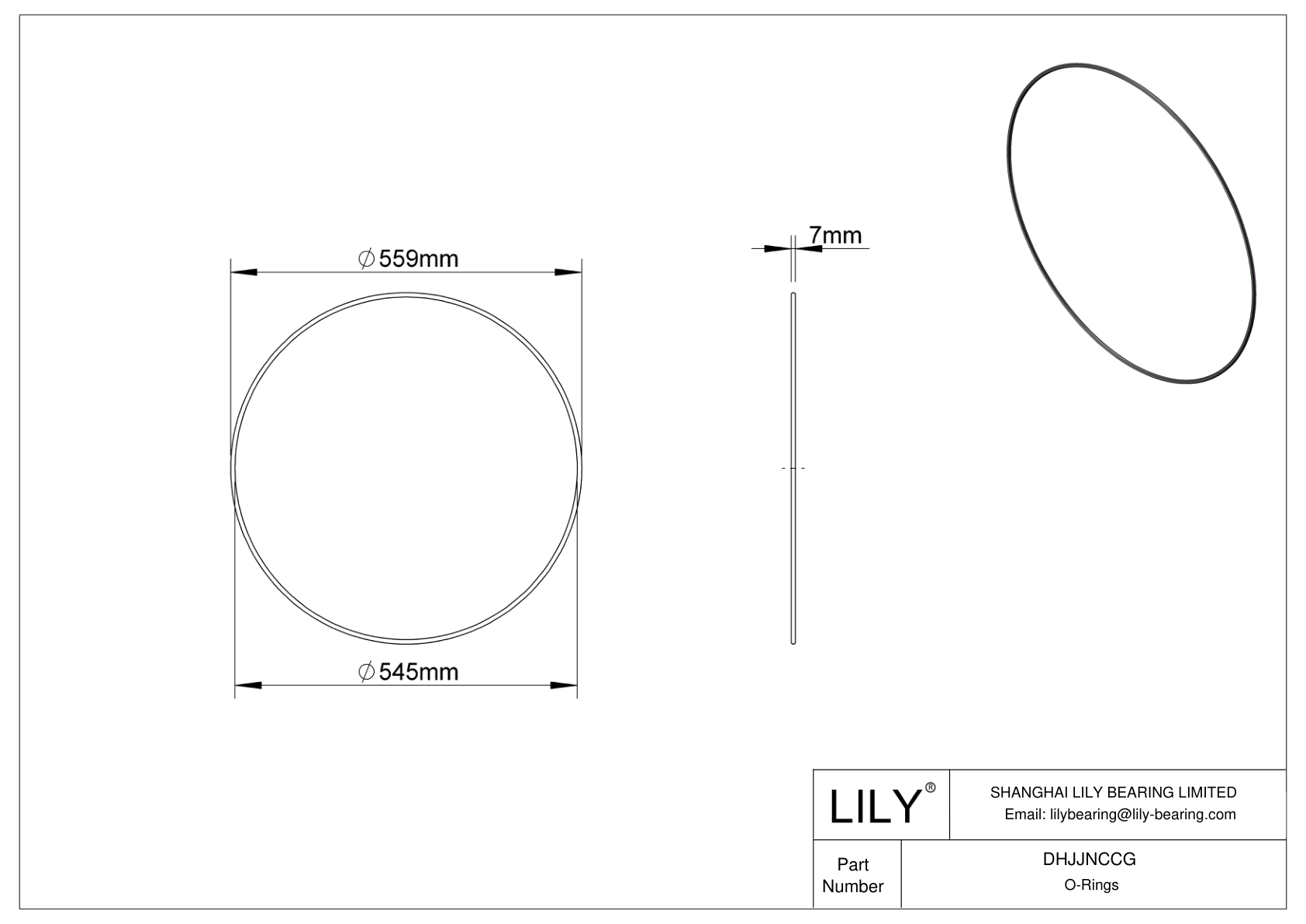 DHJJNCCG Oil Resistant O-Rings Round cad drawing